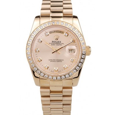 RepTime Watches Rolex Day-Date 18k Yellow Gold Plated Stainless Steel Gold Dial