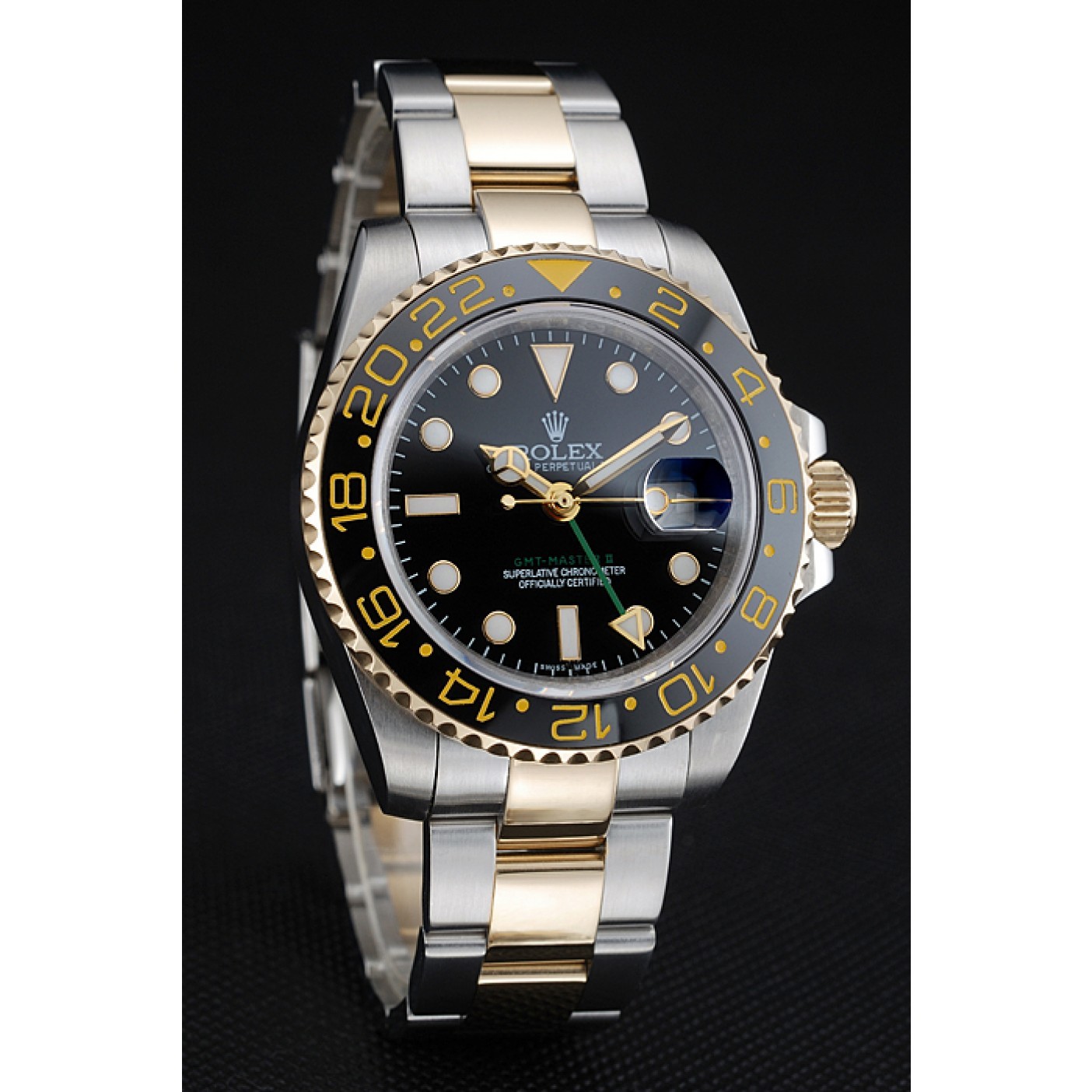 Swiss Rolex GMT Master Black Bezel Black Dial 80295