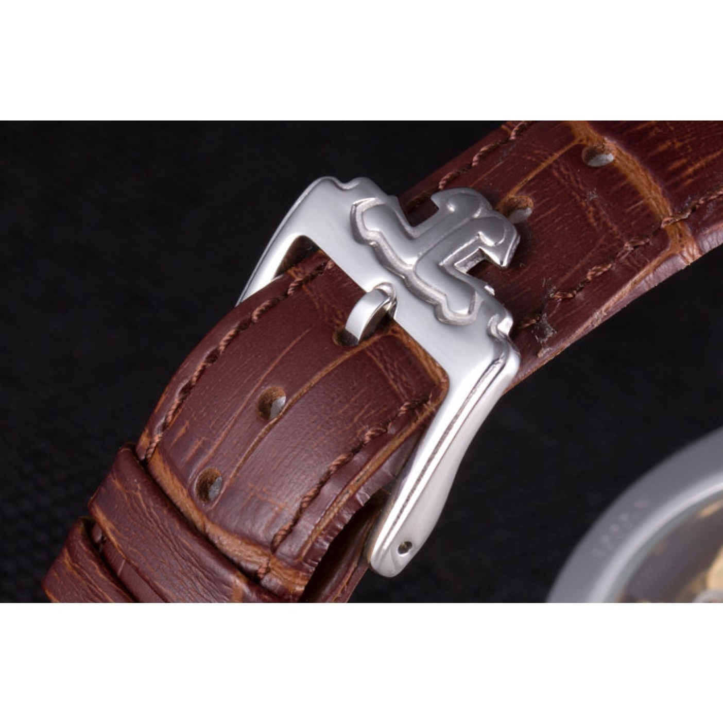 Jaeger Lecoultre Tourbillon Perpetuel Silver Bezel Brown Leather Band 621617