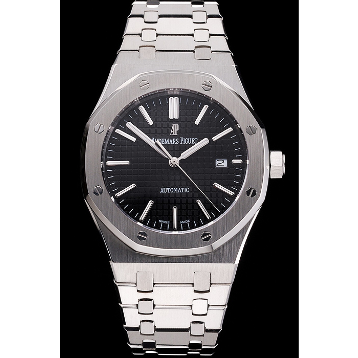 Swiss Audemars Piguet Royal Oak Black Dial Stainless Steel Case And Bracelet