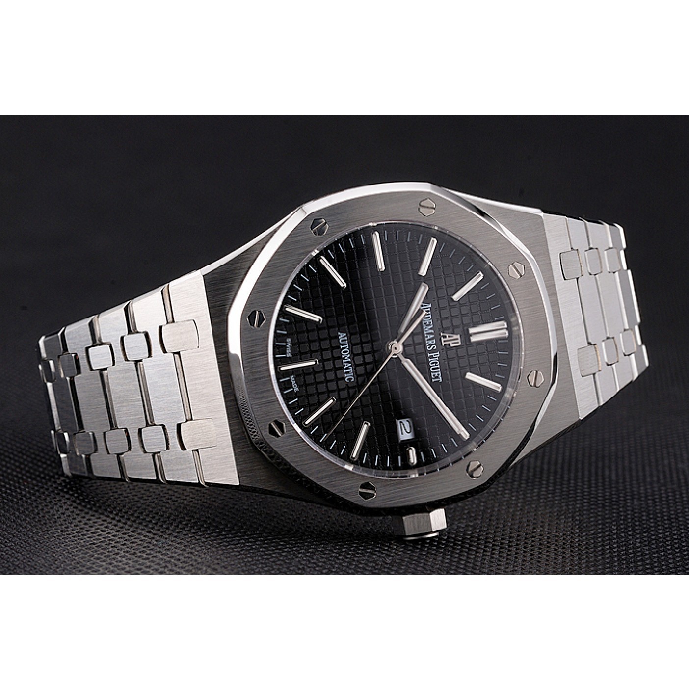 Swiss Audemars Piguet Royal Oak Black Dial Stainless Steel Case And Bracelet