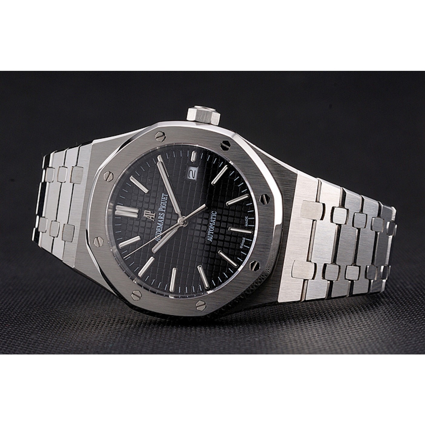 Swiss Audemars Piguet Royal Oak Black Dial Stainless Steel Case And Bracelet