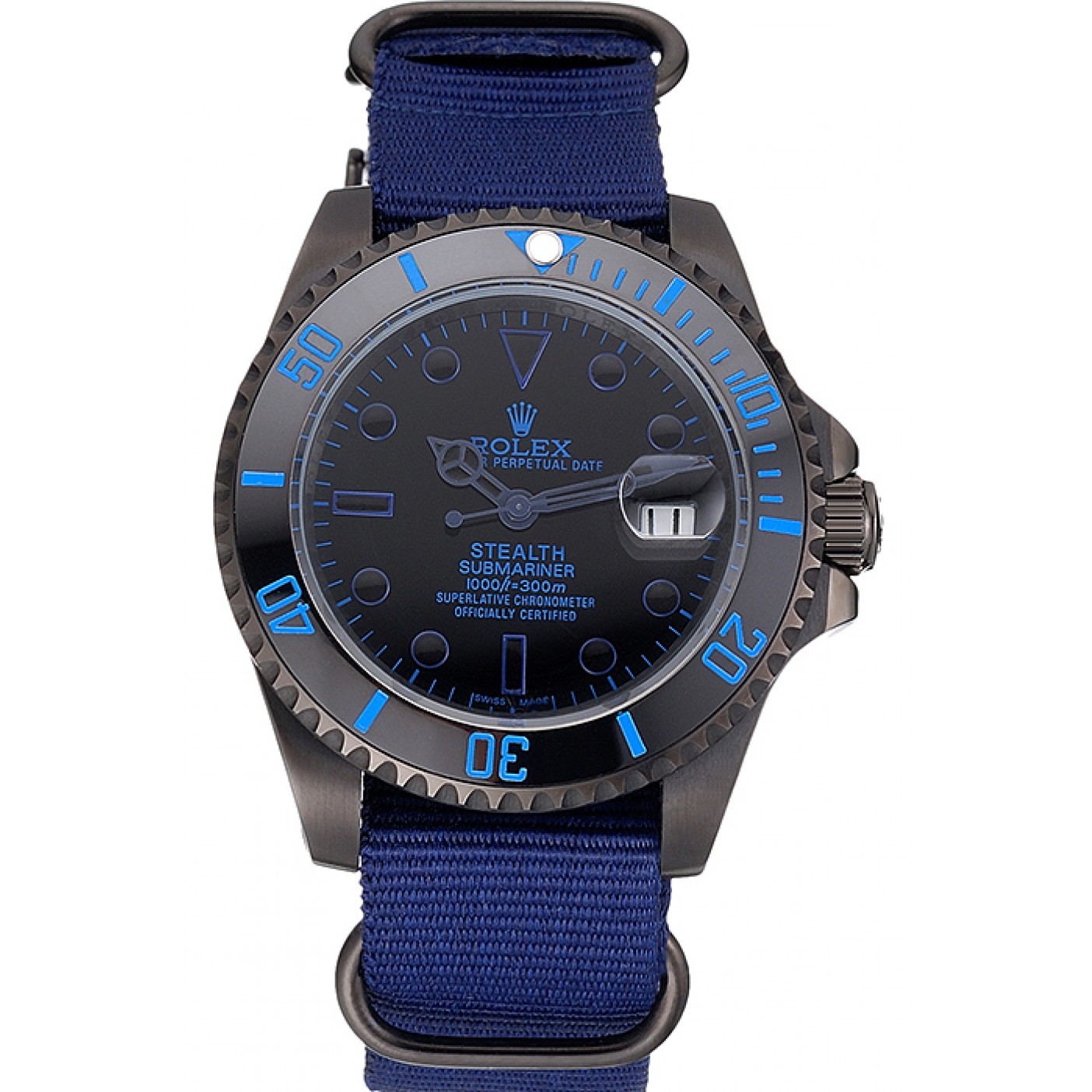 RepTime Watches Rolex Stealth Submariner Blue Nylon Strap 622008