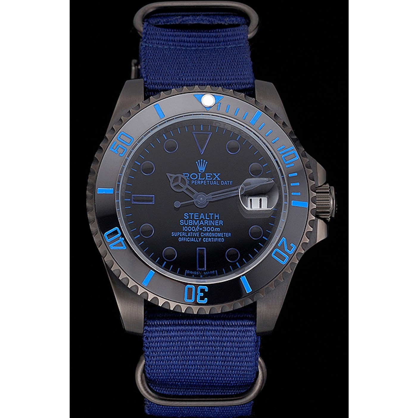 RepTime Watches Rolex Stealth Submariner Blue Nylon Strap 622008