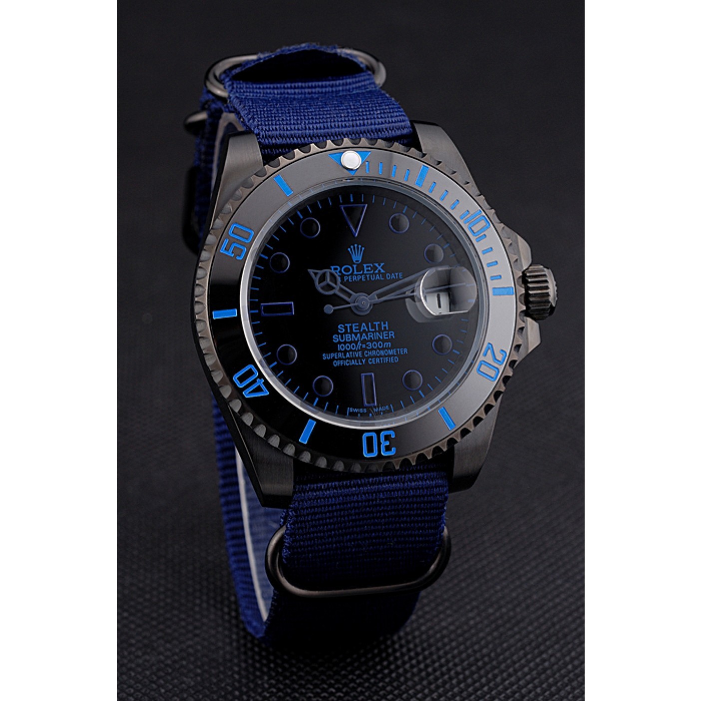 RepTime Watches Rolex Stealth Submariner Blue Nylon Strap 622008