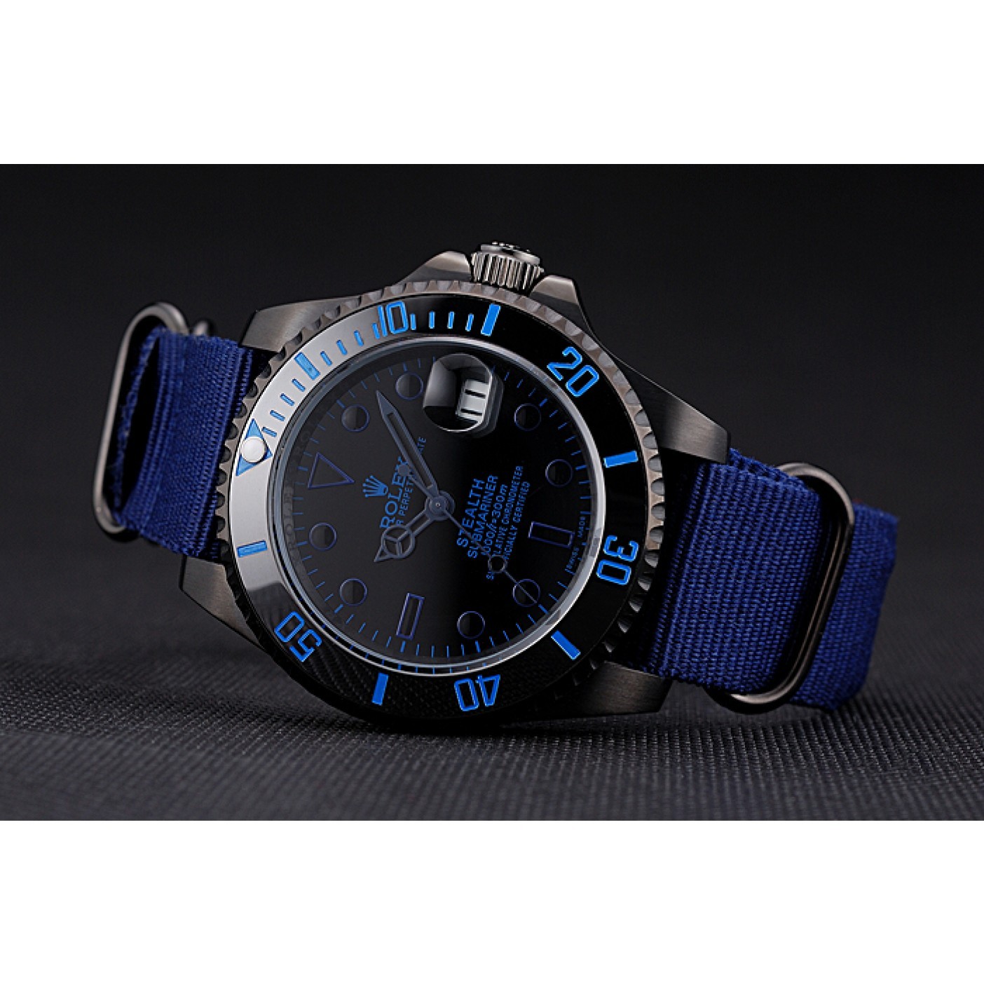 RepTime Watches Rolex Stealth Submariner Blue Nylon Strap 622008