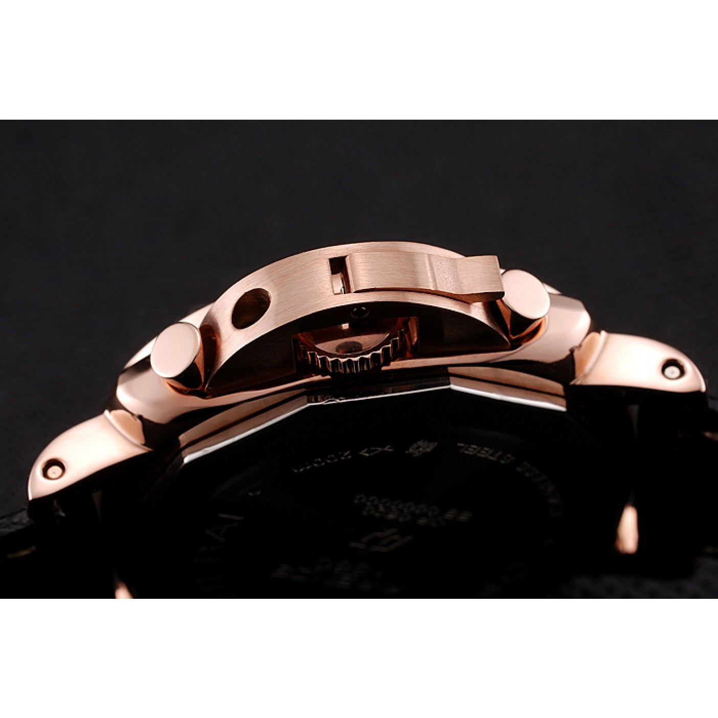 Panerai Radiomir 8 Days Chronograph Black Dial Diamond Bezel Rose Gold Case Black Leather Strap 1453798