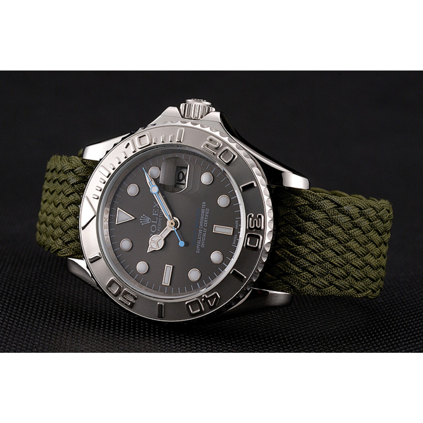 RepTime Watches Rolex Yacht Master Green Dial Green Fabric Bracelet 1453869