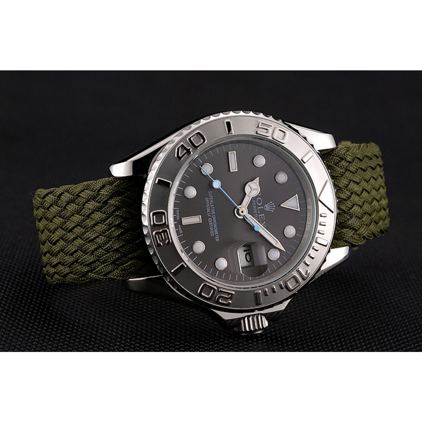 Rolex Yacht Master Green Dial Green Fabric Bracelet 1453869