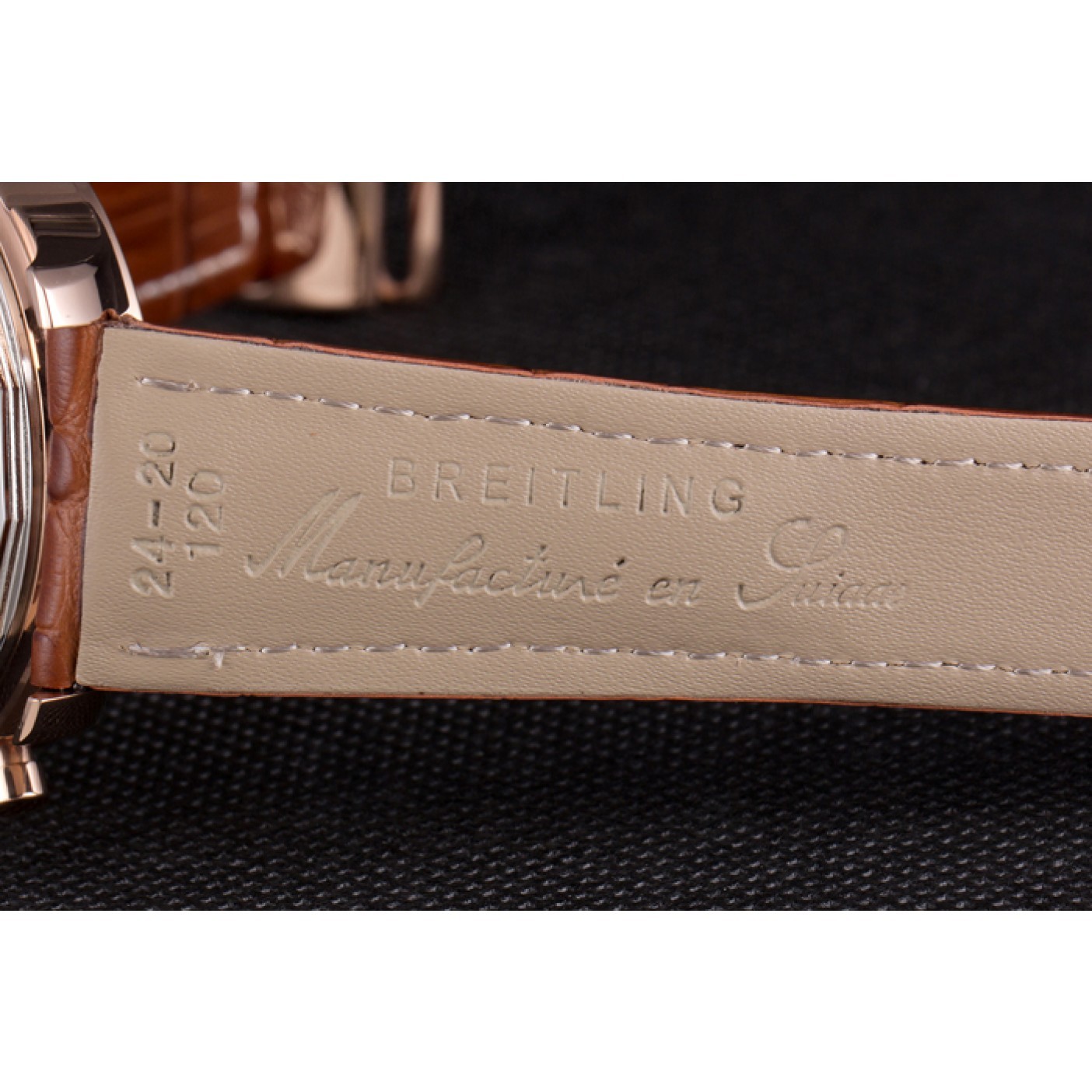 Breitling Transocean White Dial Brown Leather Strap Rose Gold Bezel