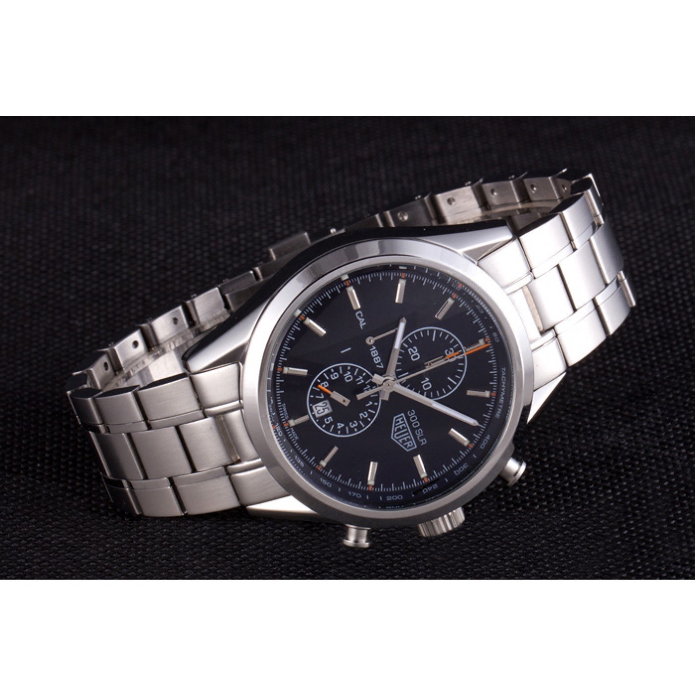 Tag Heuer SLR Polished Stainless Steel Case Black Dial Stainless Steel Strap