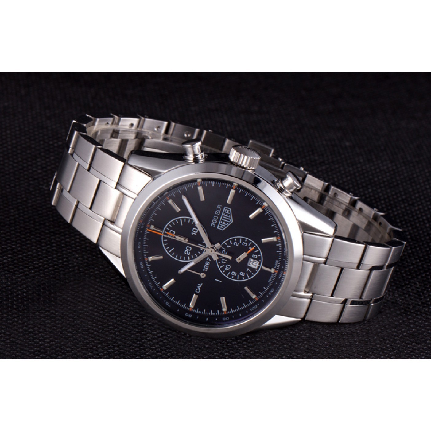 Tag Heuer SLR Polished Stainless Steel Case Black Dial Stainless Steel Strap