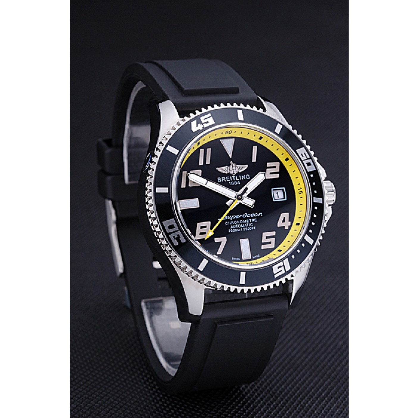 Breitling Superocean Black Yellow Dial Watch 622331