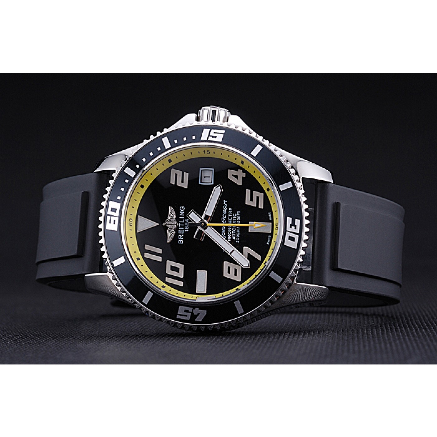 Breitling Superocean Black Yellow Dial Watch 622331