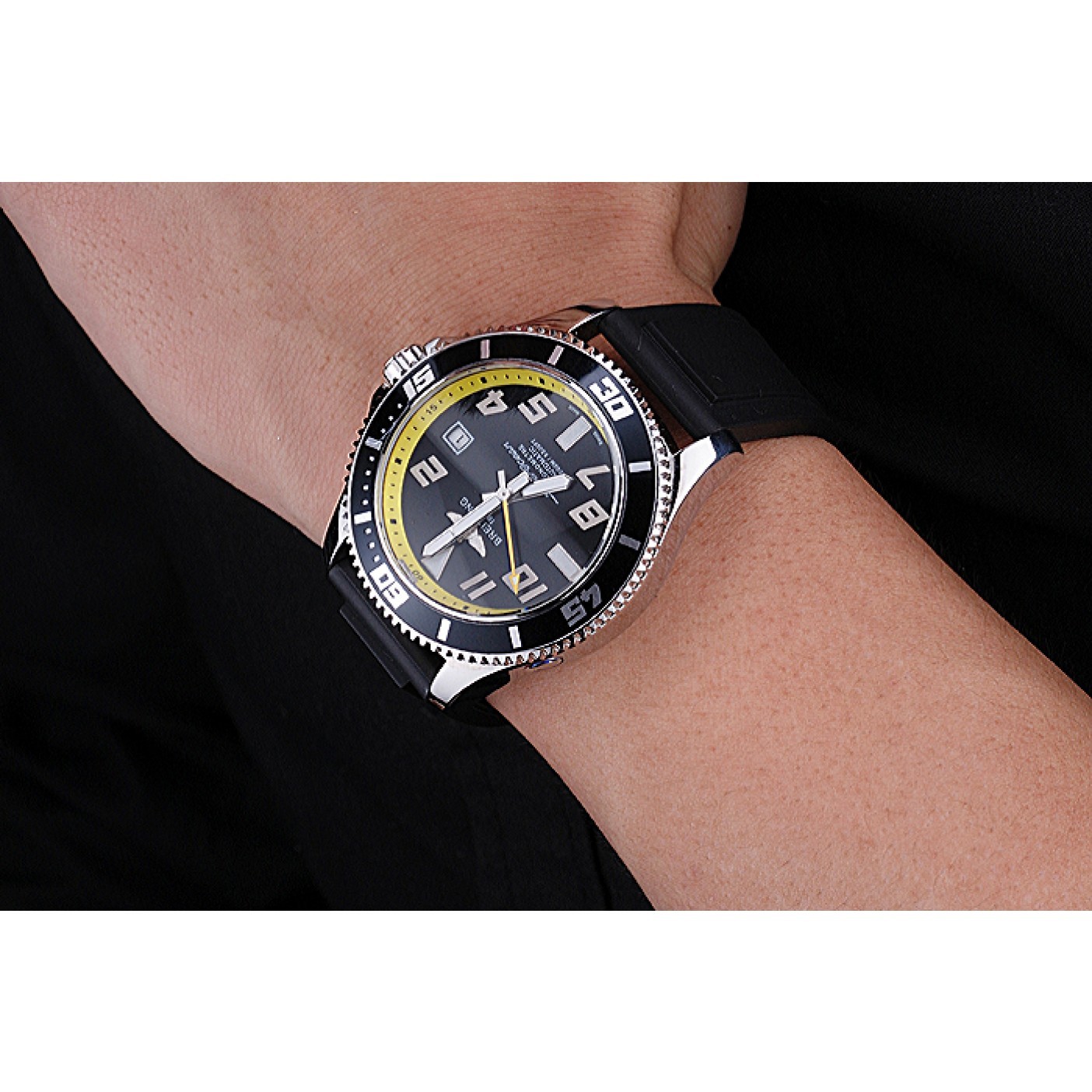 Breitling Superocean Black Yellow Dial Watch 622331