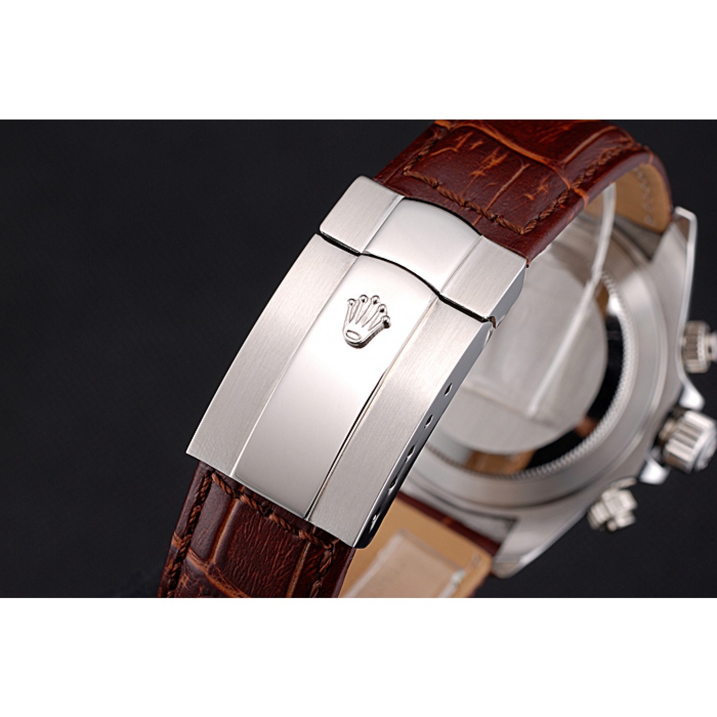 Rolex Daytona Stainless Steel Case White Dial Brown Leather Strap