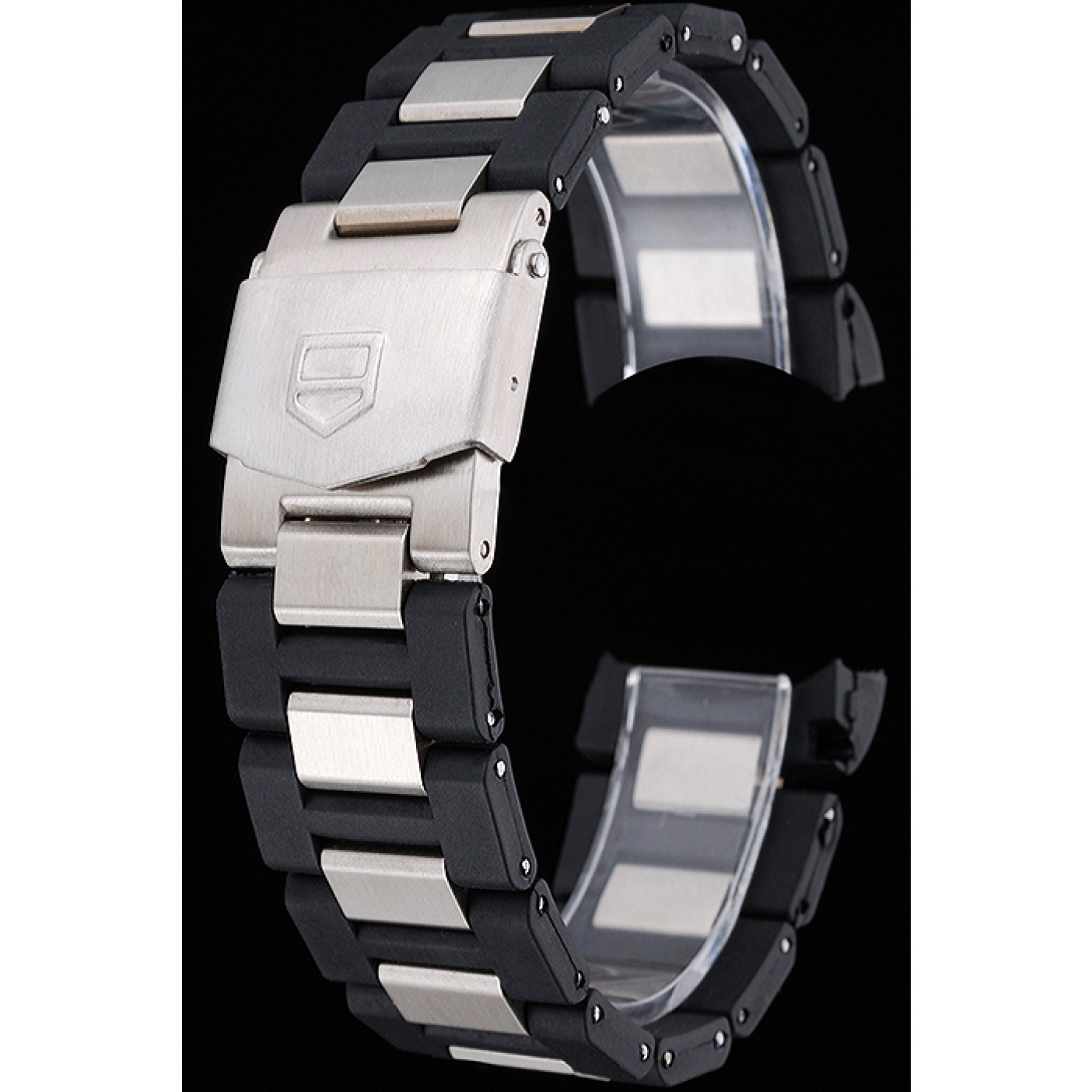 Tag Heuer Plated Stainless Steel and Black Rubber Bracelet 622501