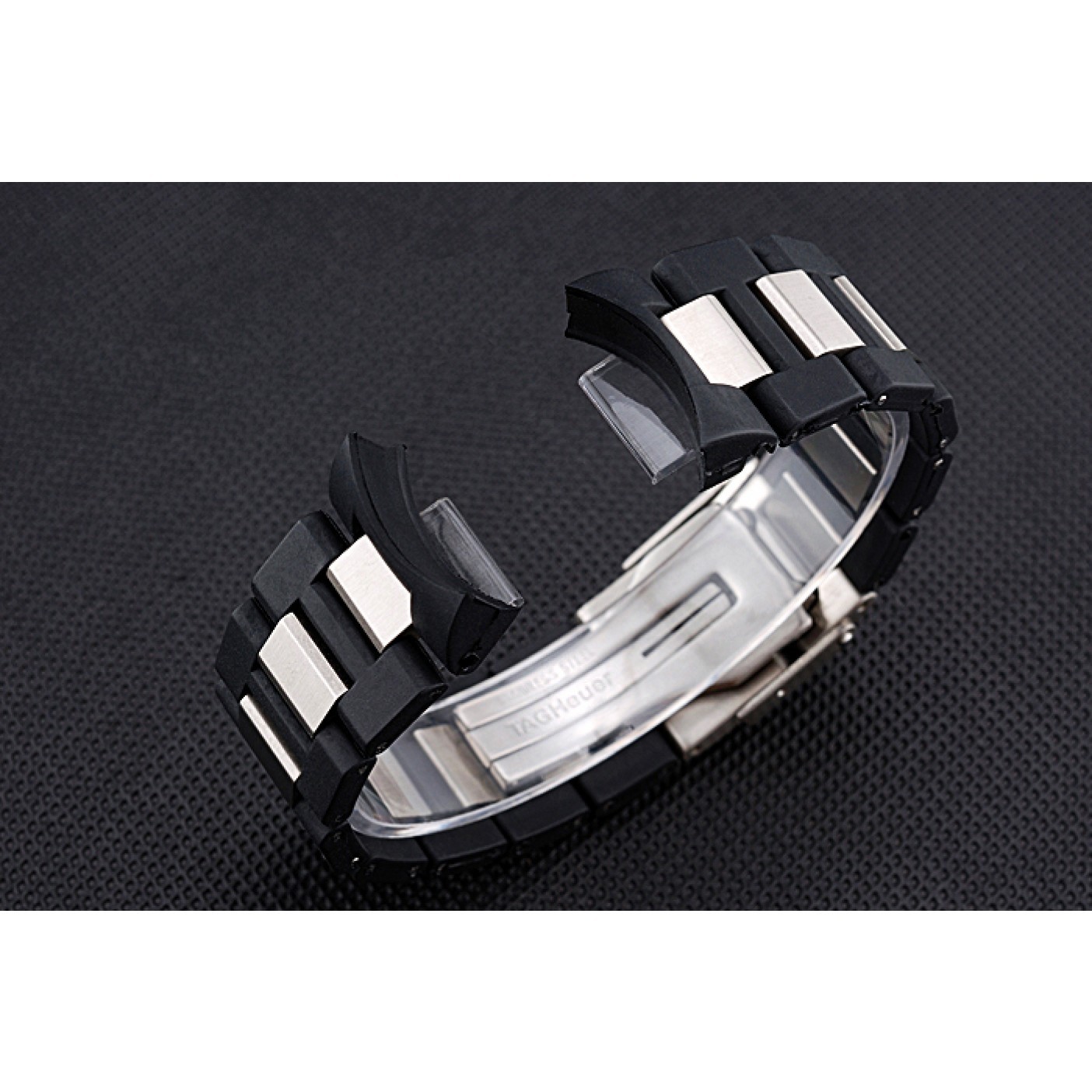 Tag Heuer Plated Stainless Steel and Black Rubber Bracelet 622501