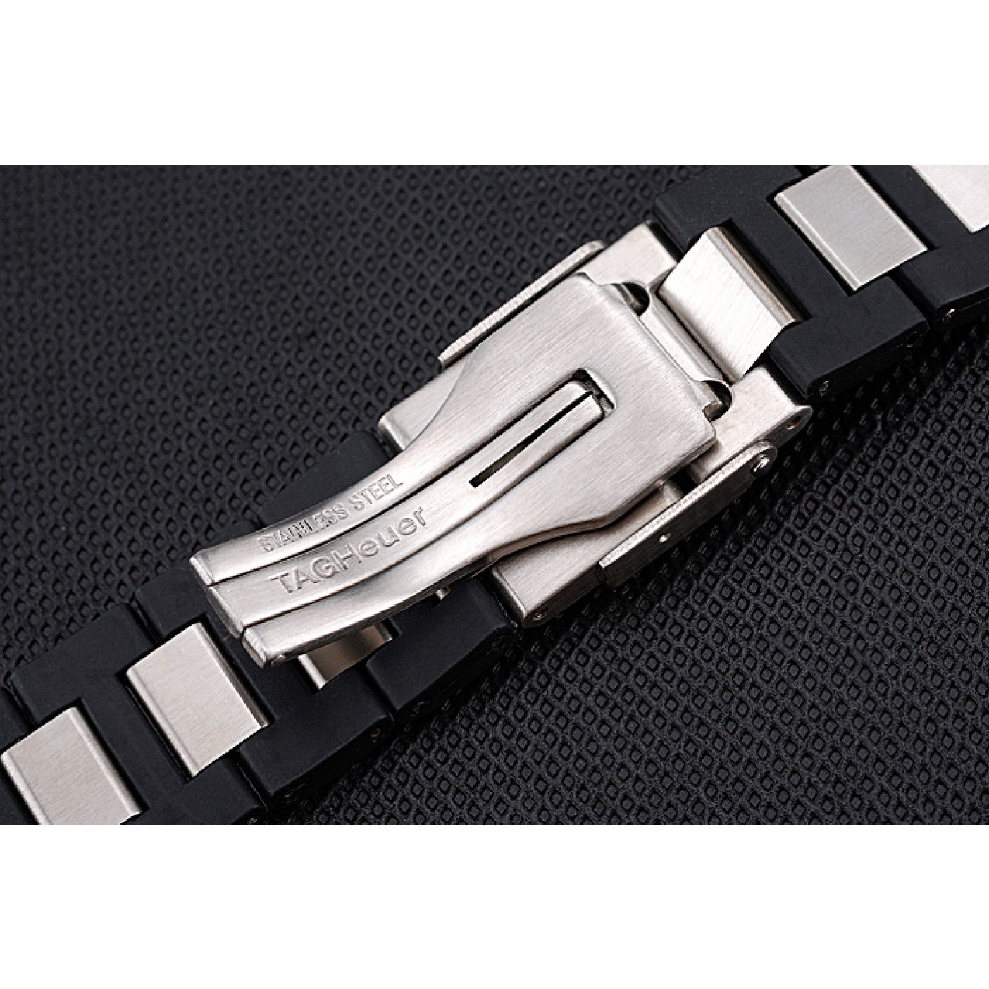 Tag Heuer Plated Stainless Steel and Black Rubber Bracelet 622501