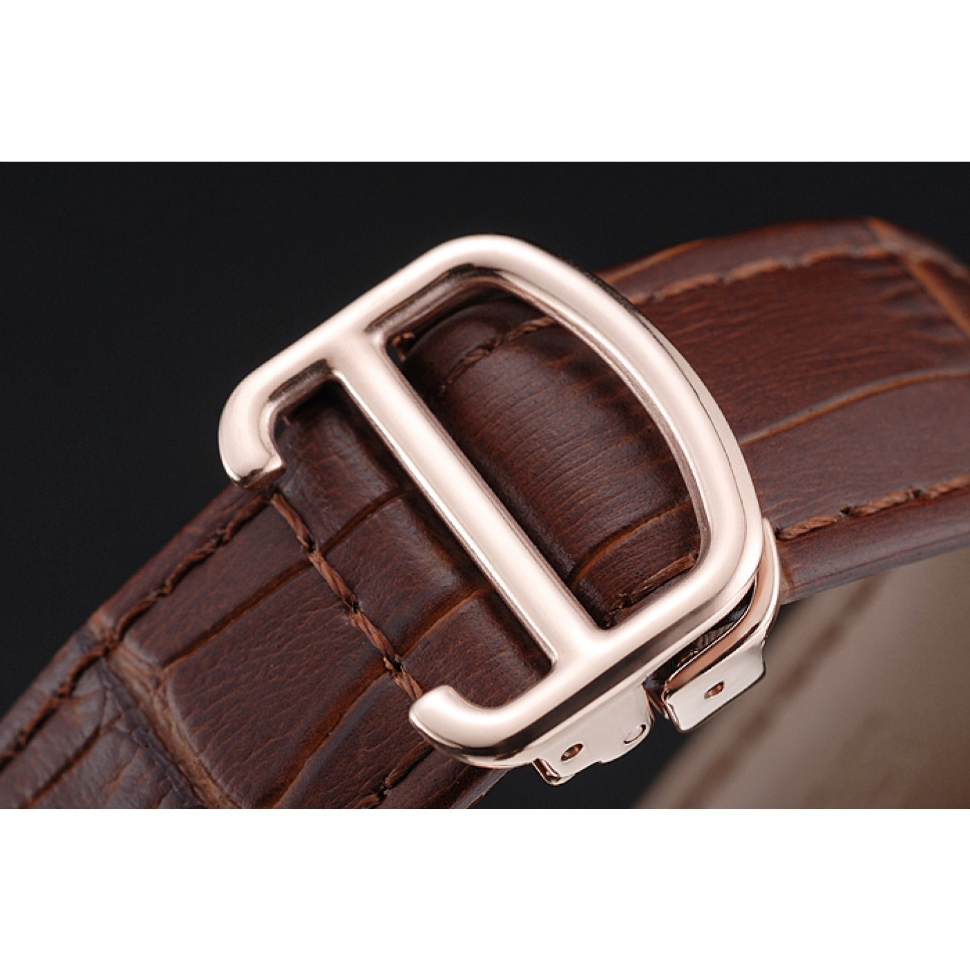 Cartier Drive De Cartier White Dial Gold Case Brown Leather Bracelet 1454213