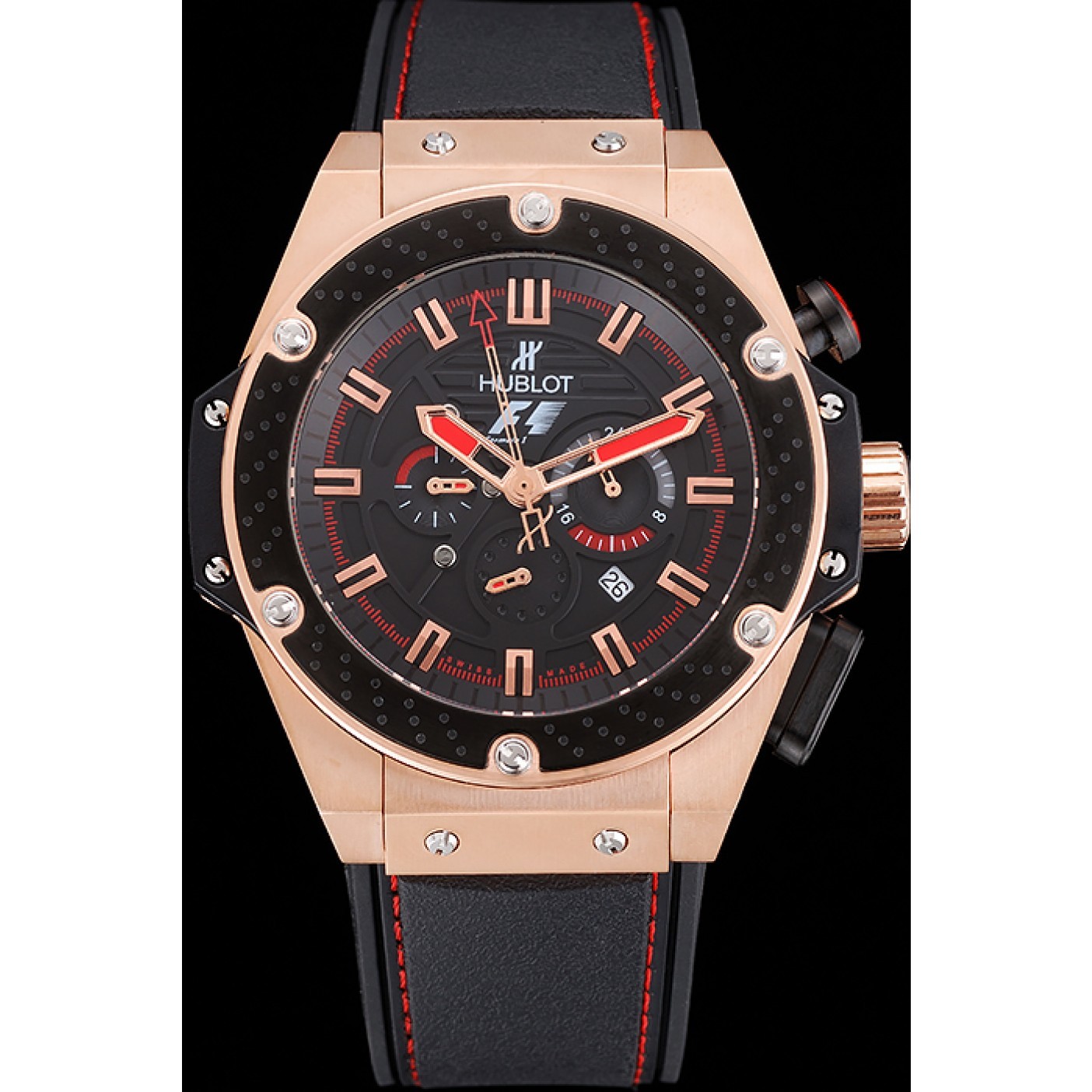 Hublot Big Bang King Power Formula 1 Gold Case Black Dial 622249