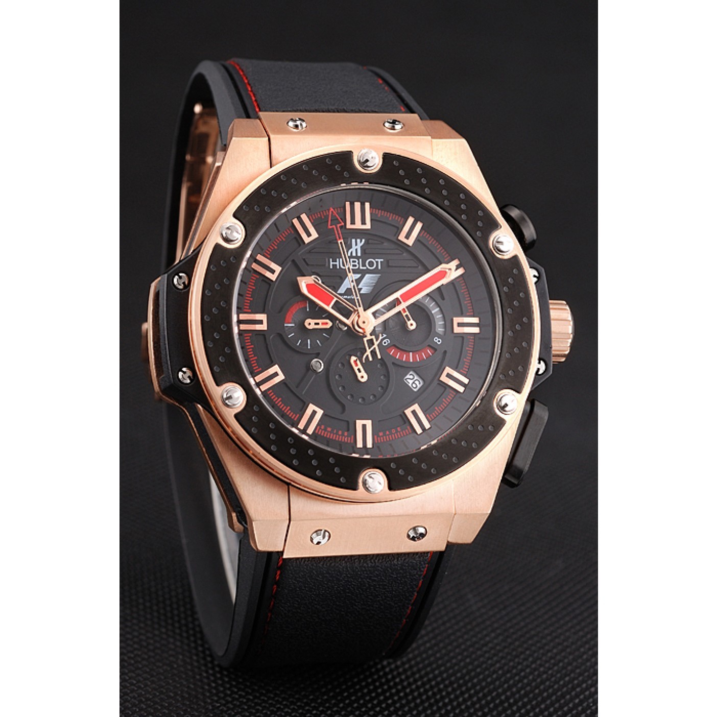 Hublot Big Bang King Power Formula 1 Gold Case Black Dial 622249