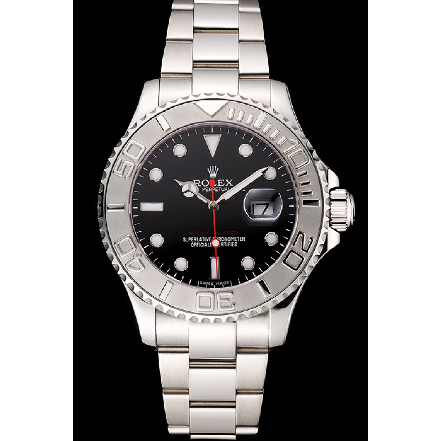 RepTime Watches Rolex Yacht-Master Black Dial Stainless Steel Case And Bracelet