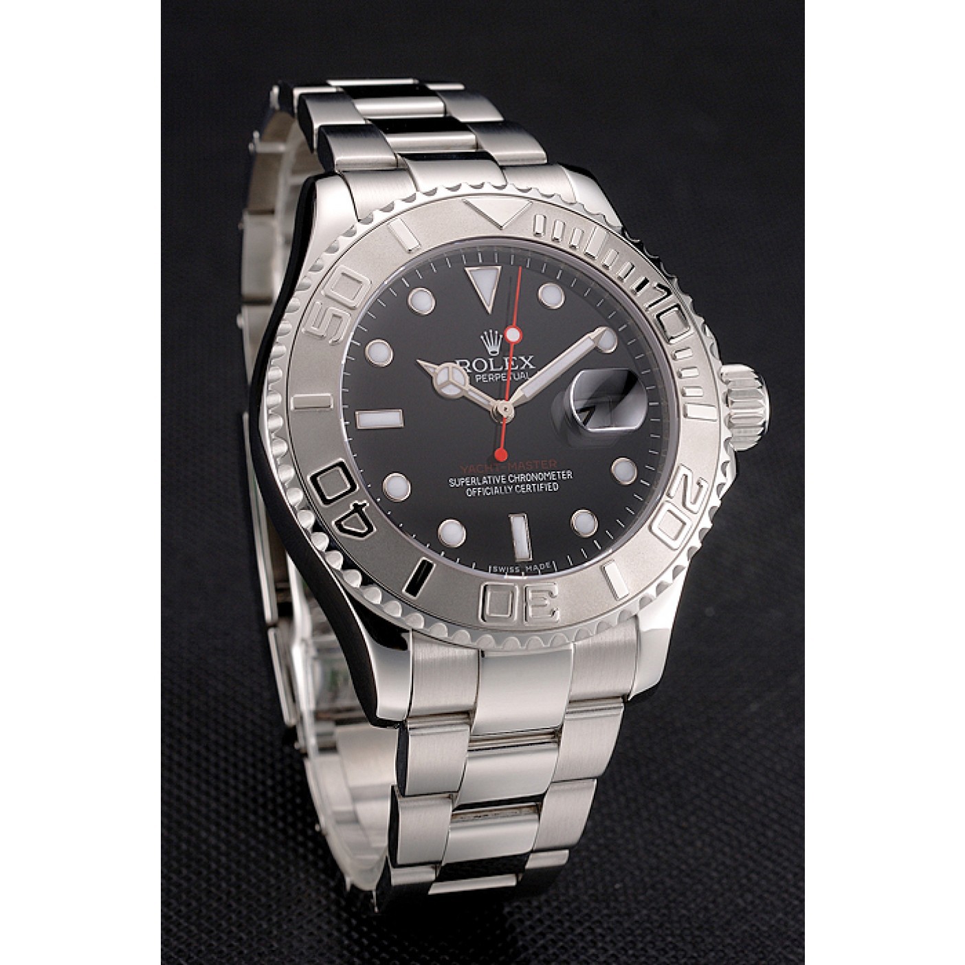 RepTime Watches Rolex Yacht-Master Black Dial Stainless Steel Case And Bracelet