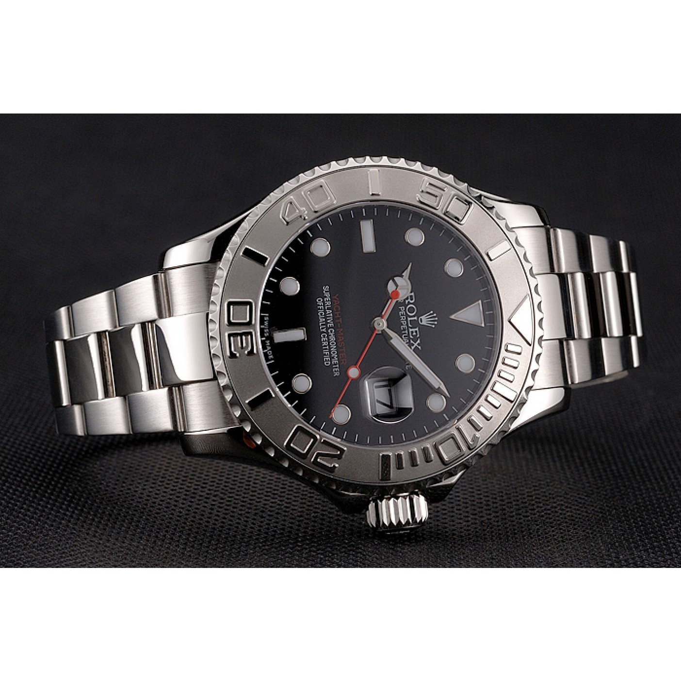 RepTime Watches Rolex Yacht-Master Black Dial Stainless Steel Case And Bracelet