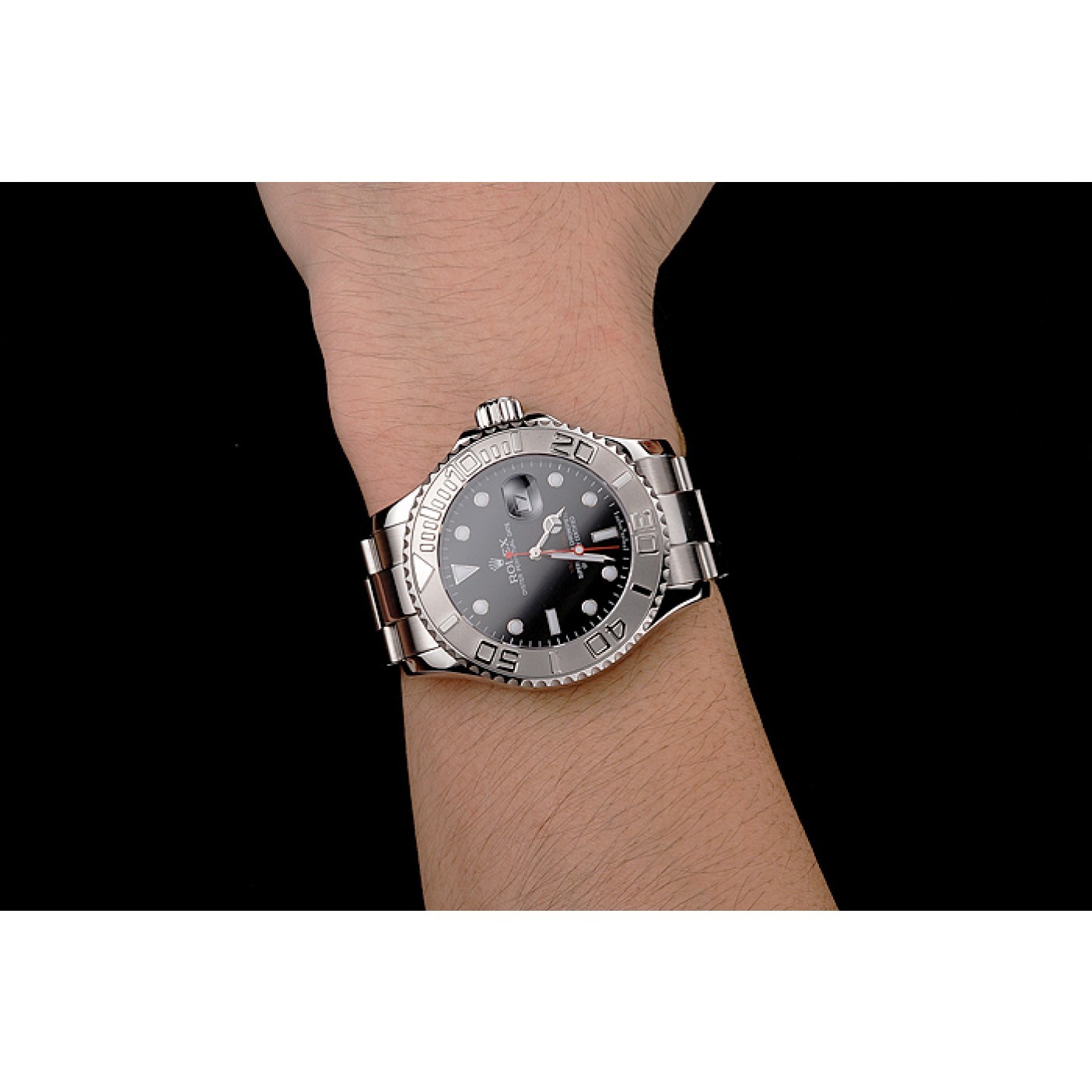 RepTime Watches Rolex Yacht-Master Black Dial Stainless Steel Case And Bracelet