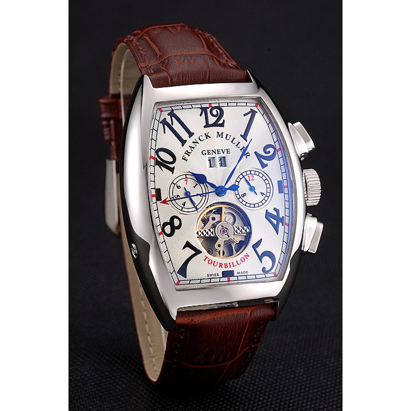 Franck Muller Casablanca White Dial Red Accent Number Tourbillon 41958