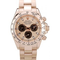 RepTime Watches Rolex Daytona Rose Gold Plated Stainless Steel Bezel Rose Gold Dial