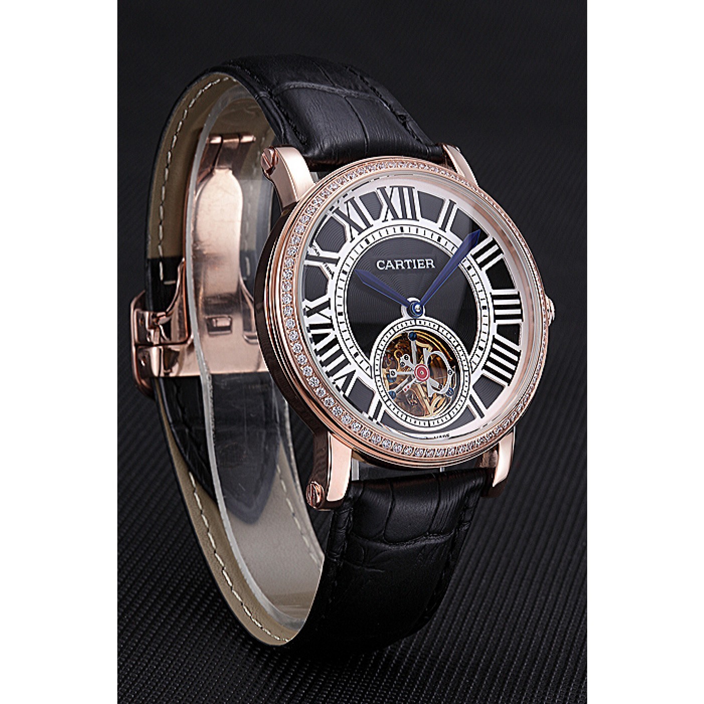 Cartier Rotonde Flying Tourbillon Diamonds Black Dial 621951