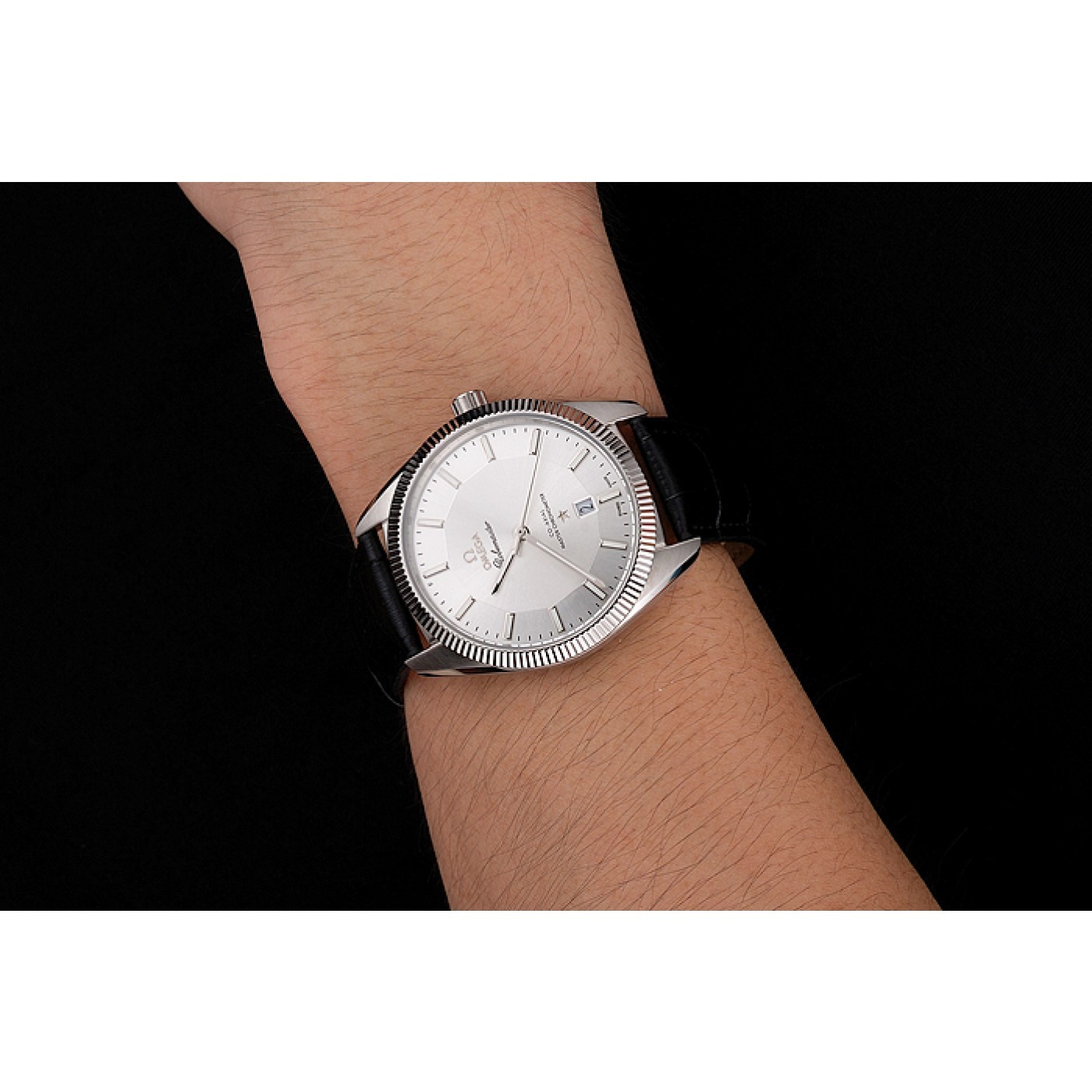 Omega Globemaster Silver Dial Stainless Steel Case Black Leather Strap