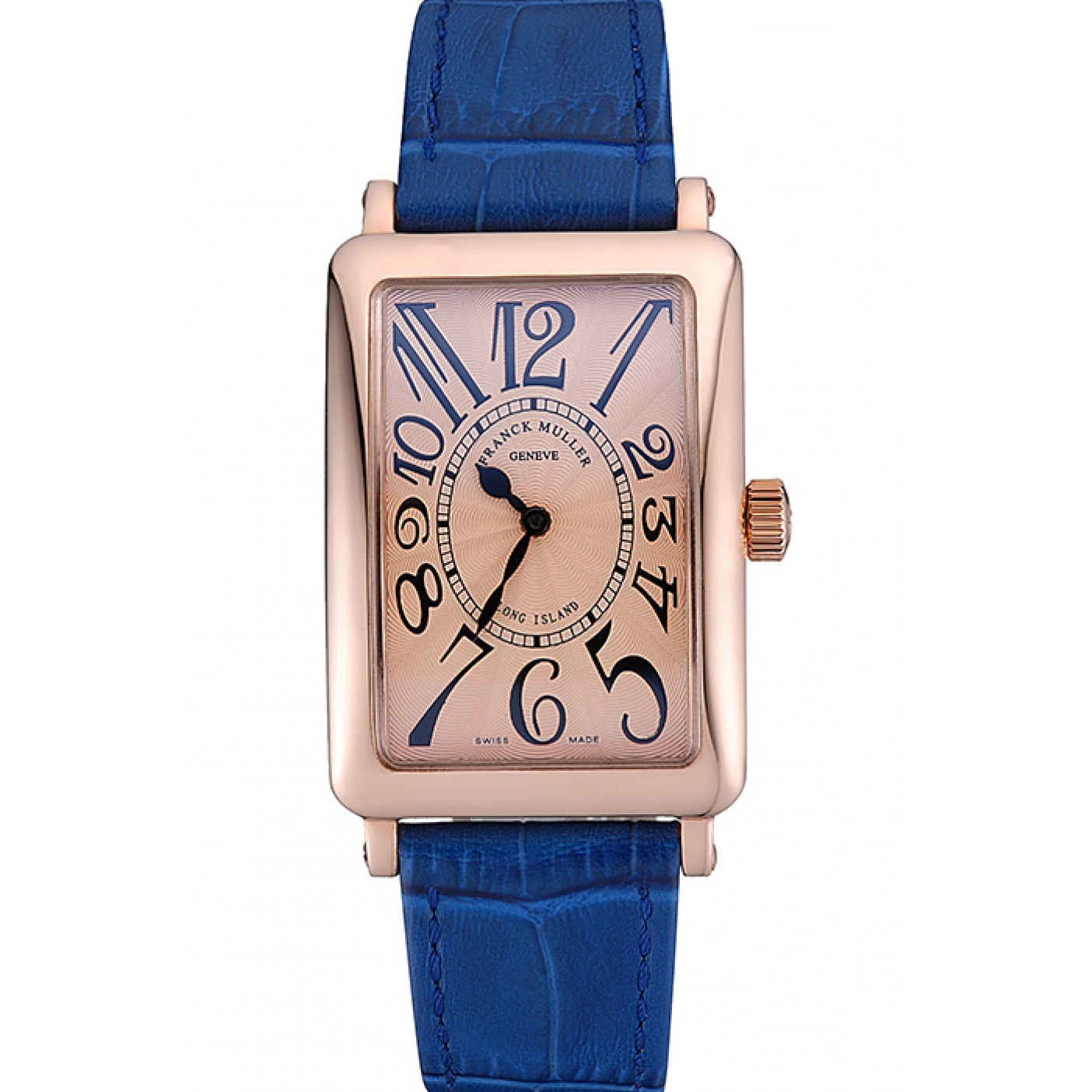 Franck Muller Long Island Classic Gold Dial Gold Case Blue Leather Band 622367