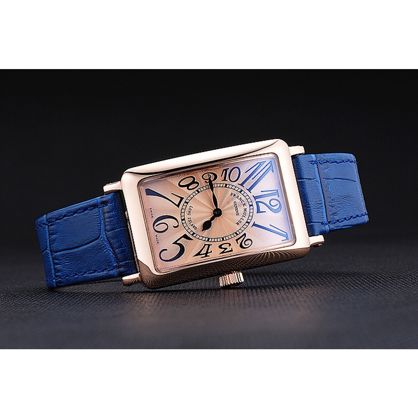 Franck Muller Long Island Classic Gold Dial Gold Case Blue Leather Band 622367