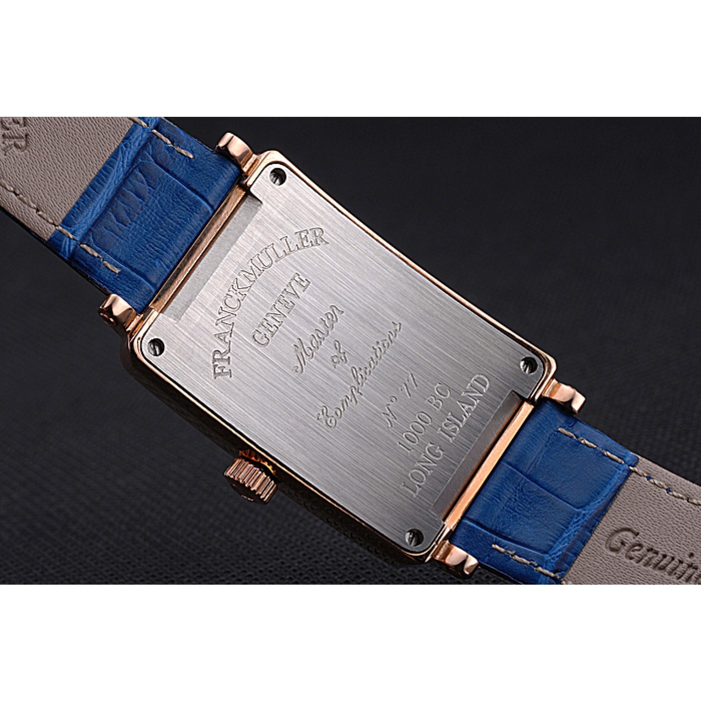 Franck Muller Long Island Classic Gold Dial Gold Case Blue Leather Band 622367