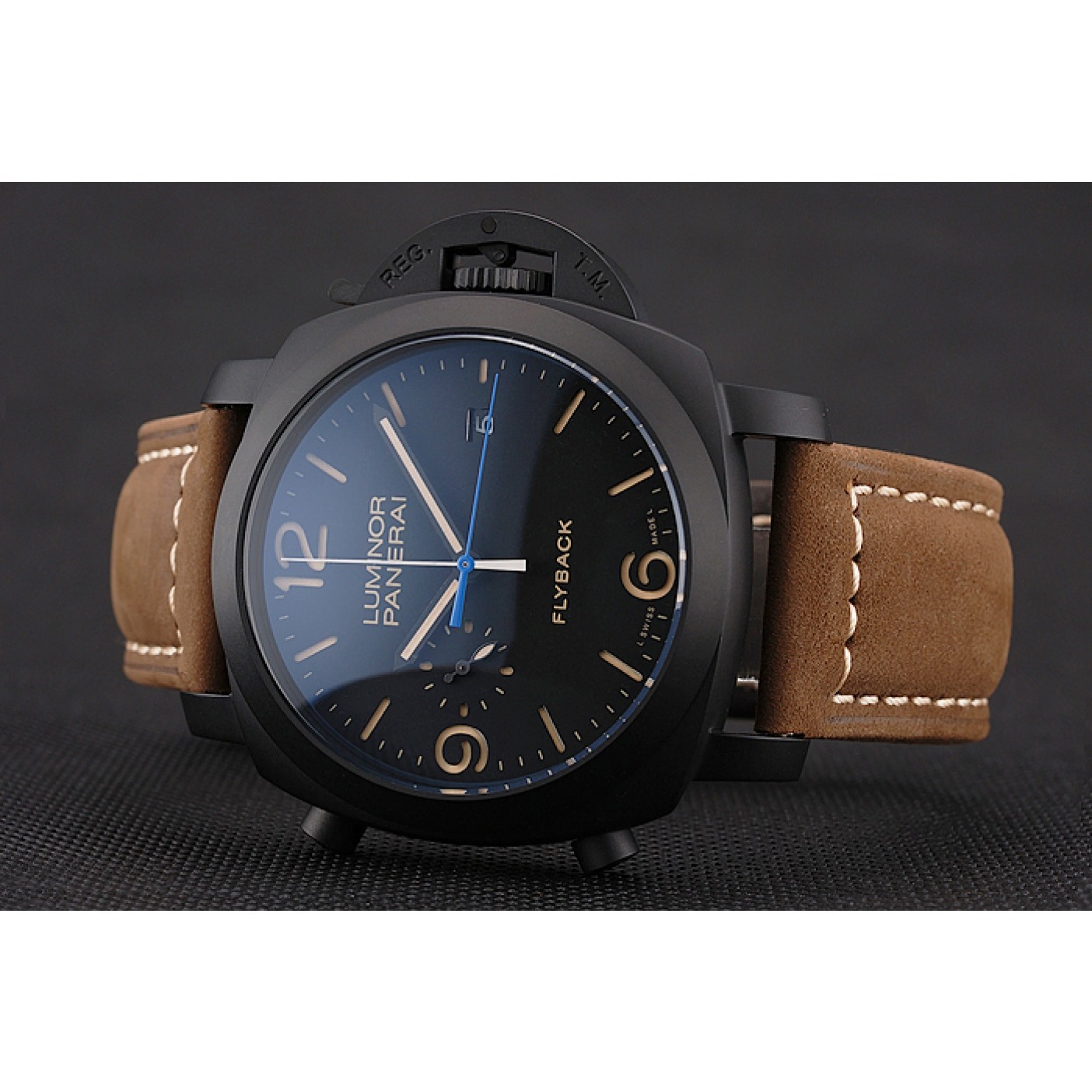 Panerai Luminor 1950 3 Days Chrono Flyback Black Dial Black Case Brown Leather Strap