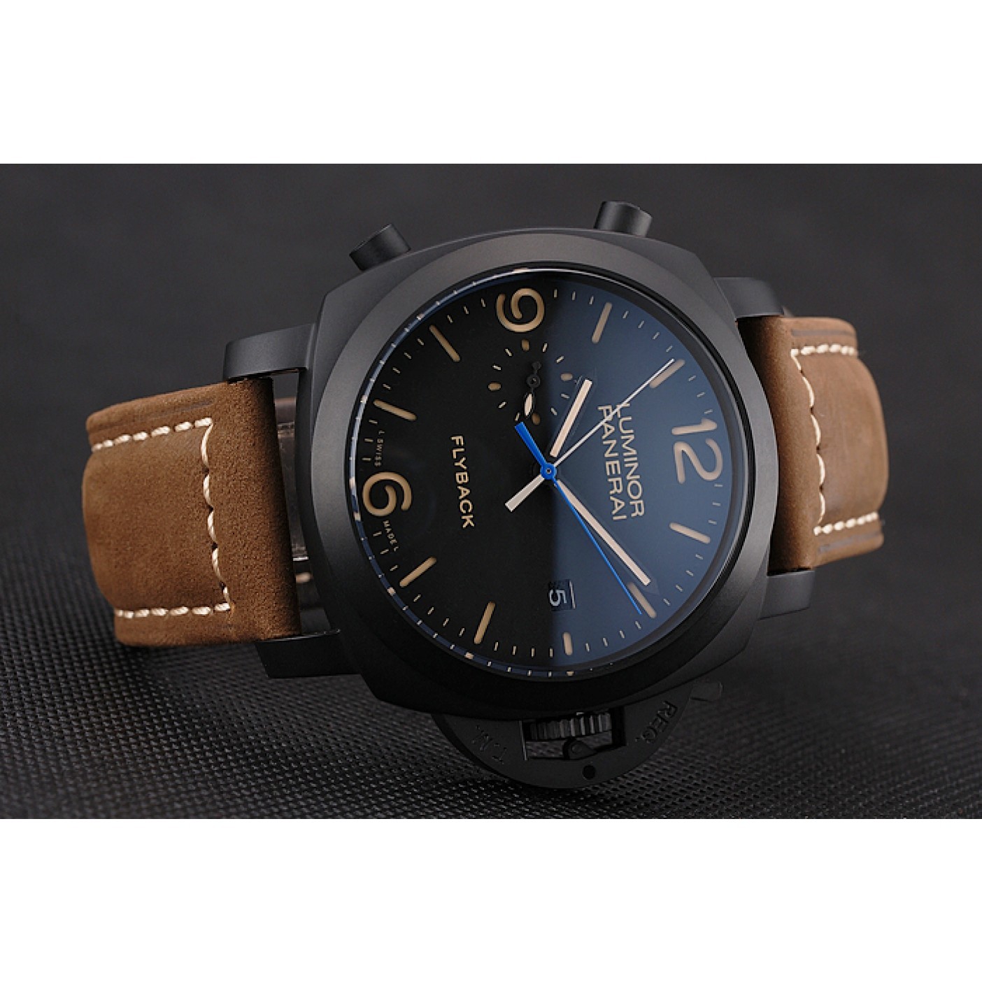 Panerai Luminor 1950 3 Days Chrono Flyback Black Dial Black Case Brown Leather Strap