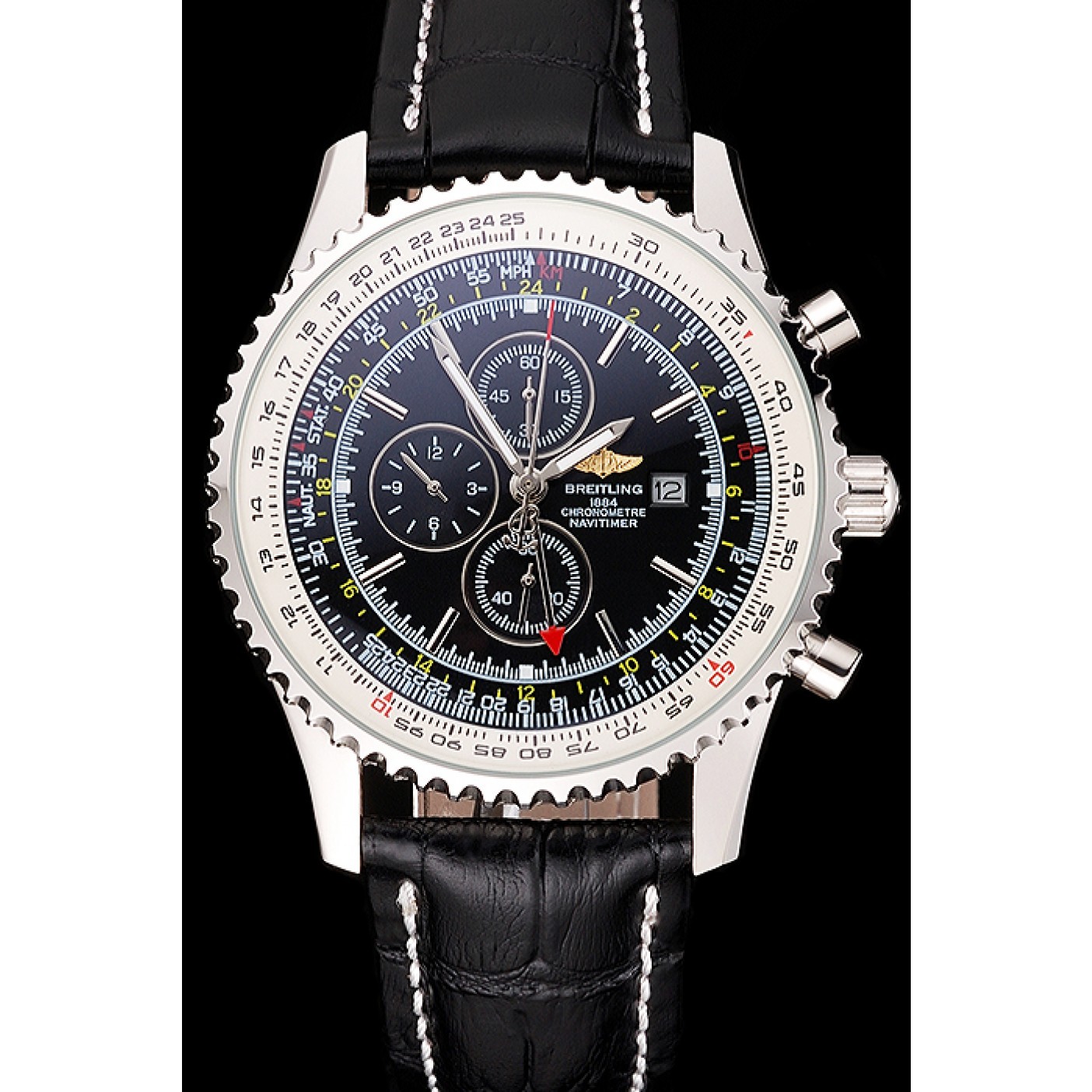 Breitling Navitimer World Black Dial Black Leather Bracelet 622513