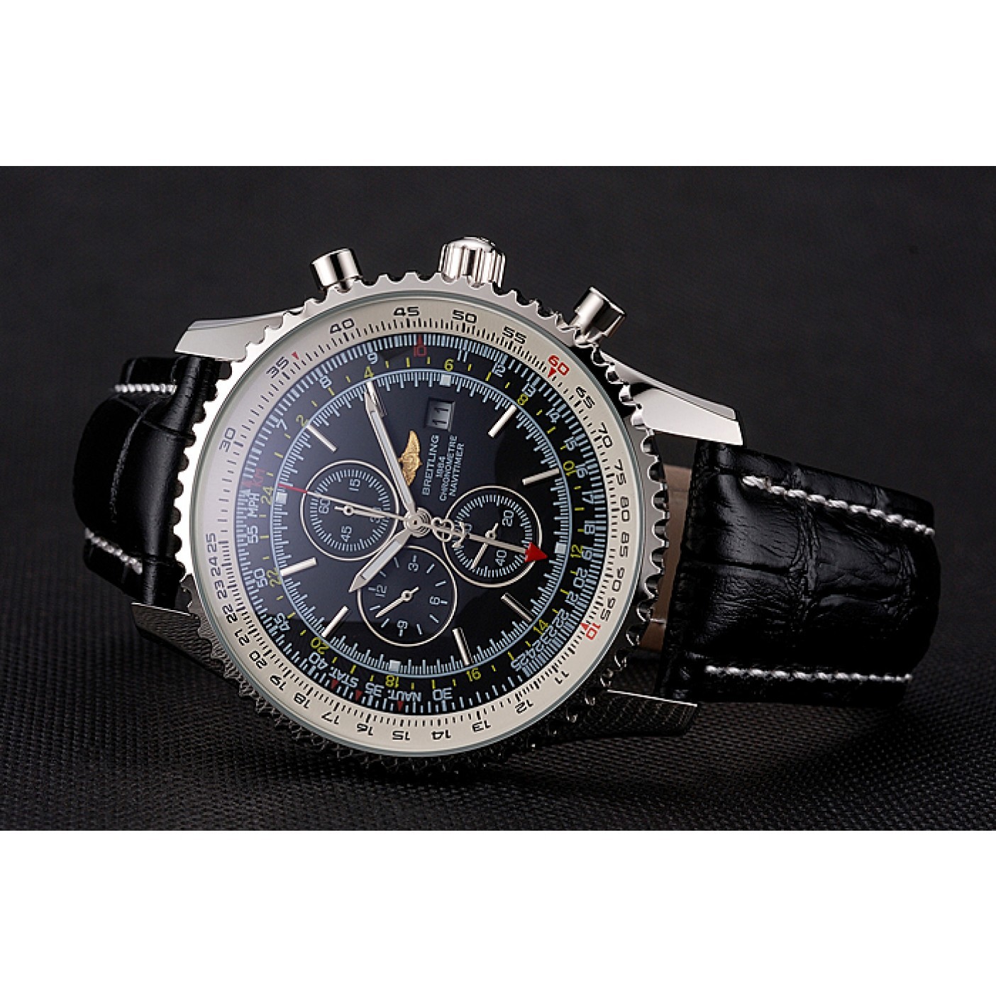 Breitling Navitimer World Black Dial Black Leather Bracelet 622513