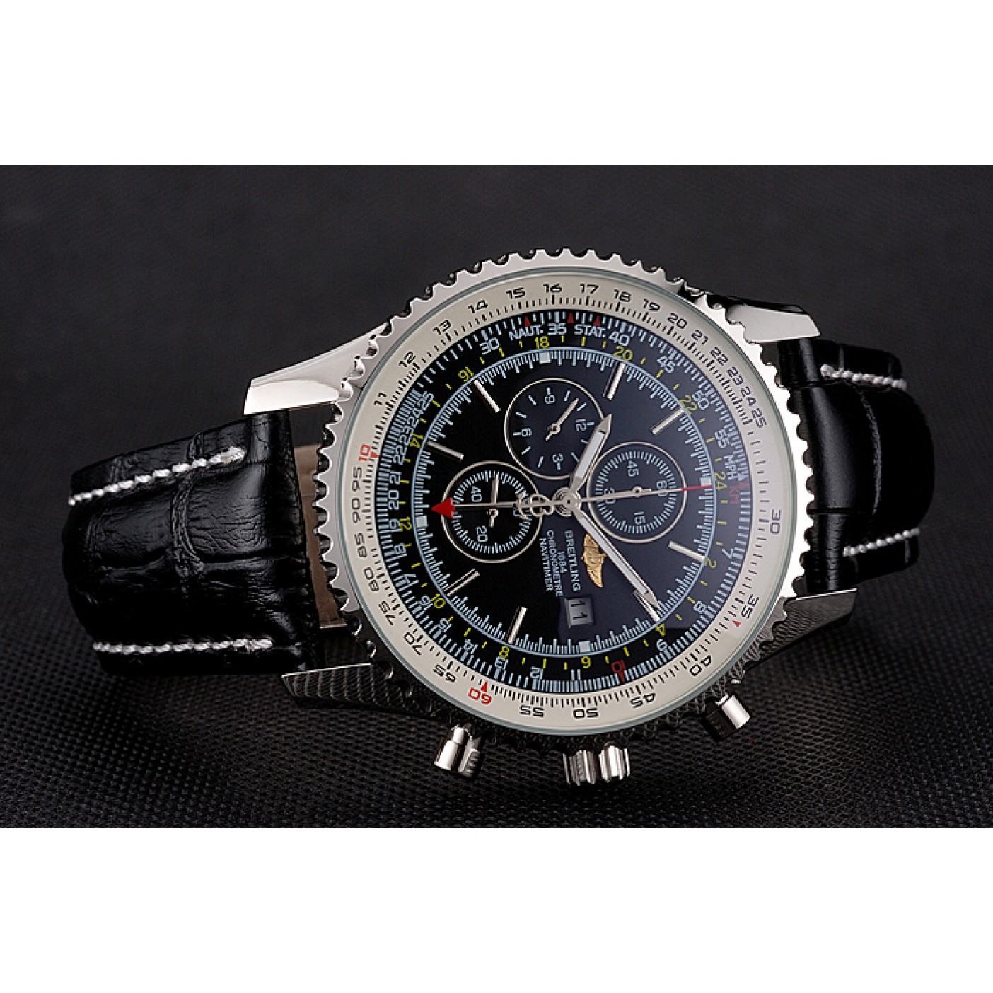 Breitling Navitimer World Black Dial Black Leather Bracelet 622513