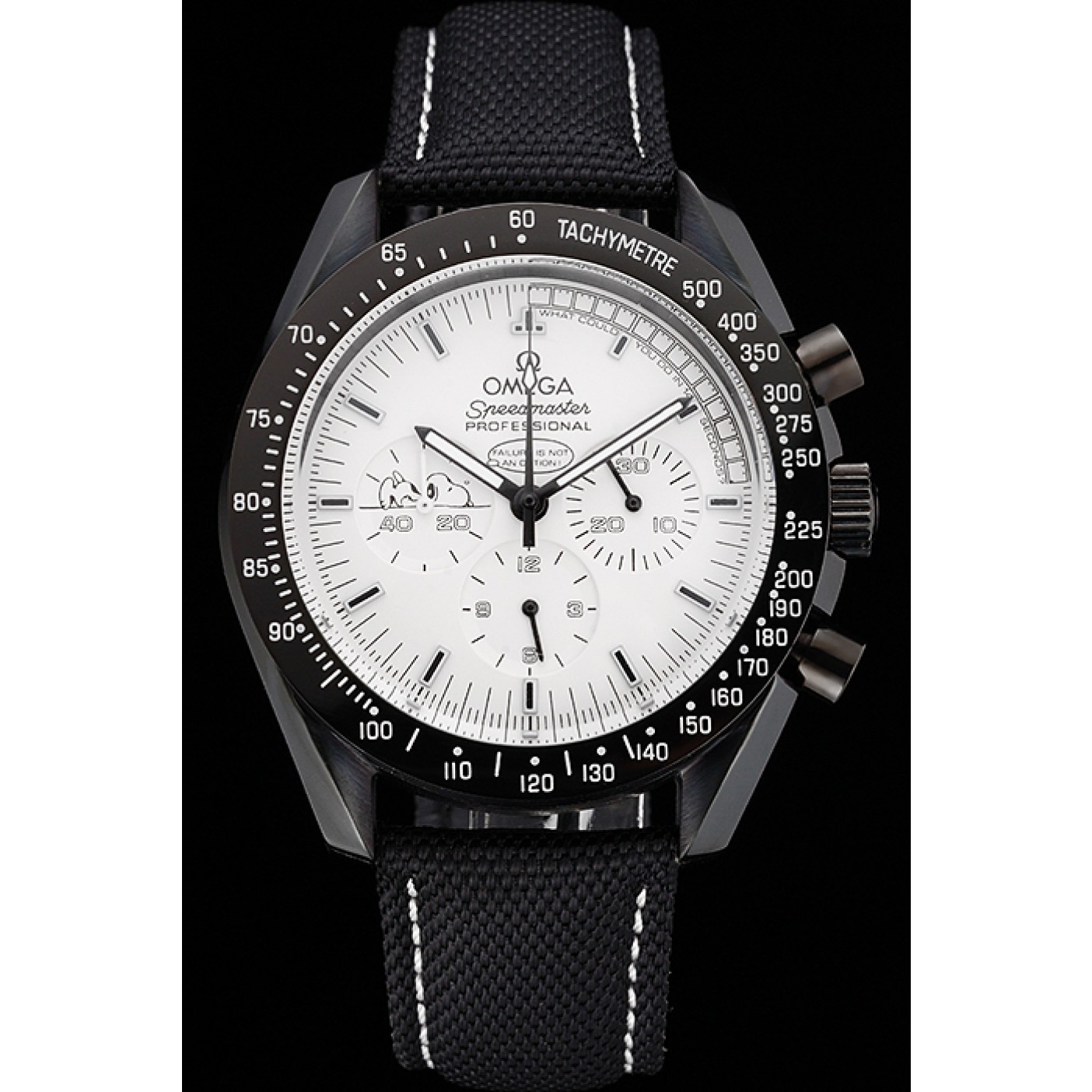 Omega Speedmaster Professional Apollo 13 Silver Snoopy Award White Dial Black Case Black Nylon Strap