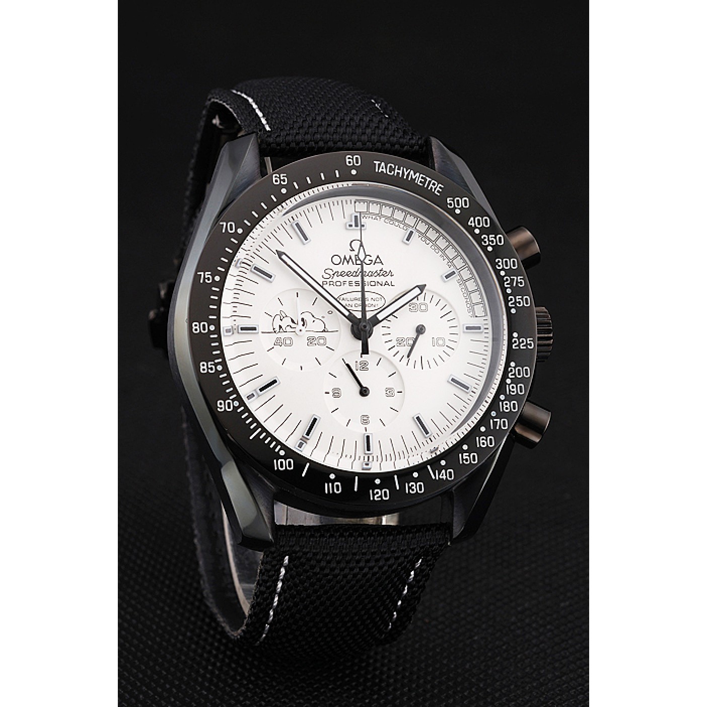 Omega Speedmaster Professional Apollo 13 Silver Snoopy Award White Dial Black Case Black Nylon Strap