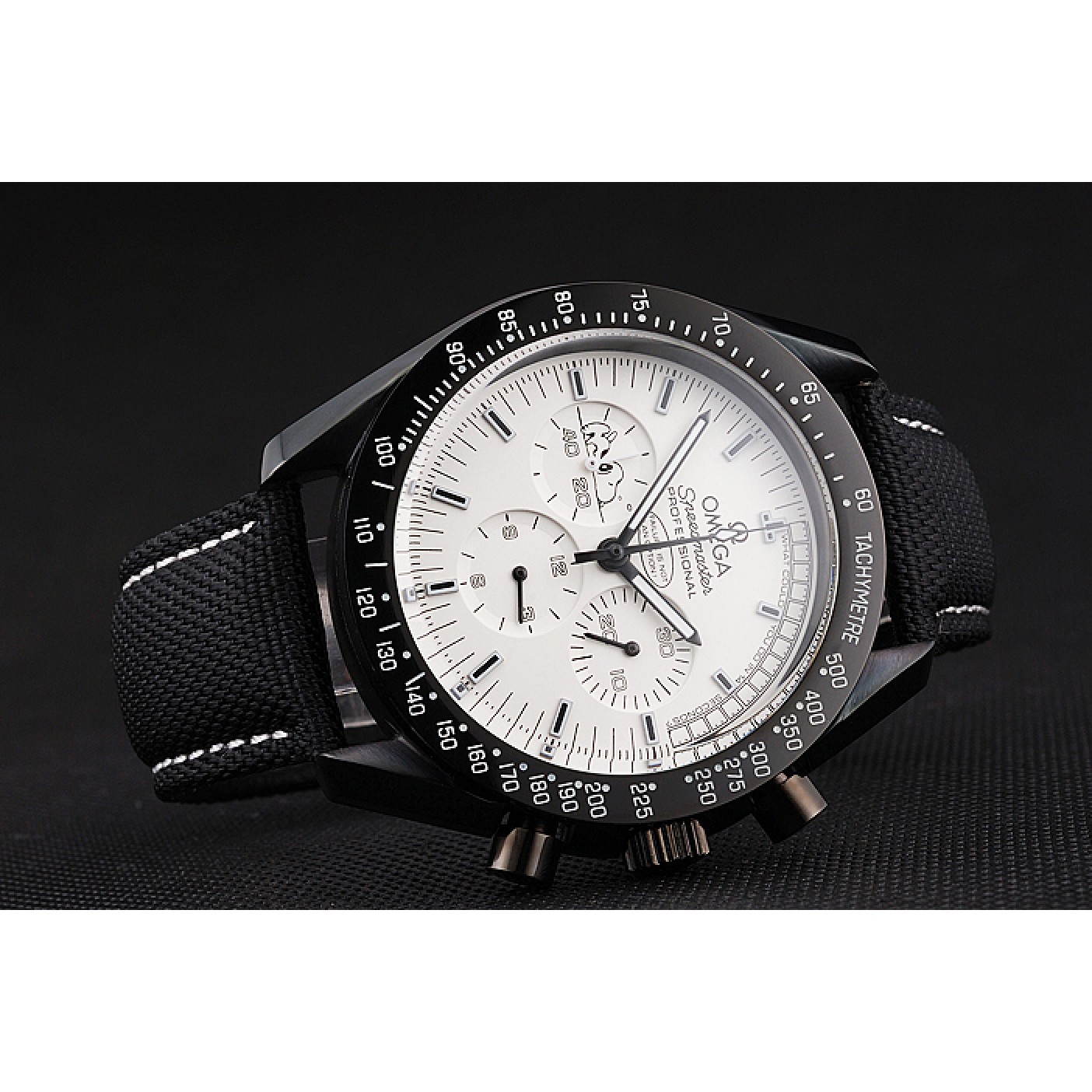 Omega Speedmaster Professional Apollo 13 Silver Snoopy Award White Dial Black Case Black Nylon Strap