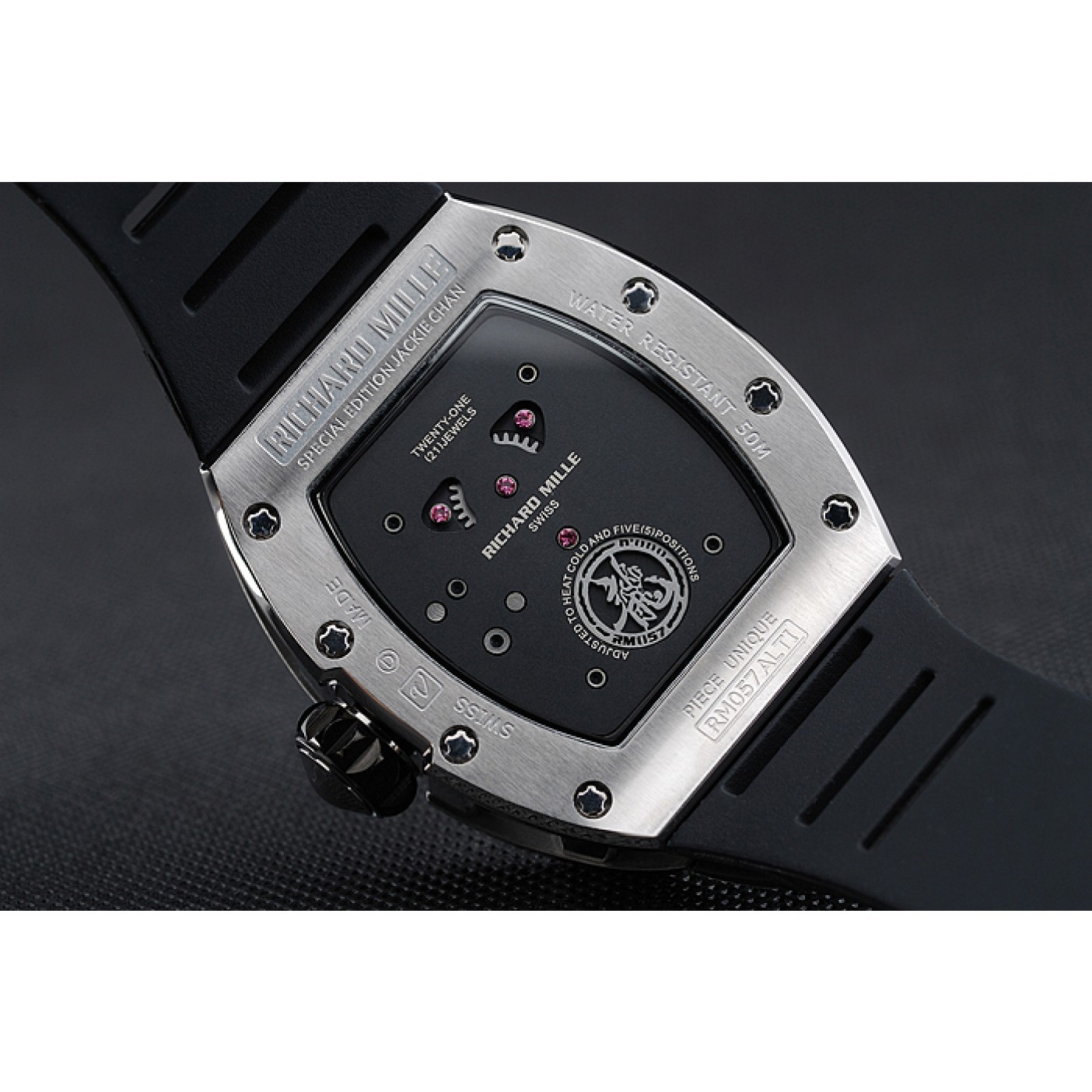 Richard Mille RM 057 Tourbillon Dragon Jackie Chan Silver Case Black Rubber Bracelet 1454201