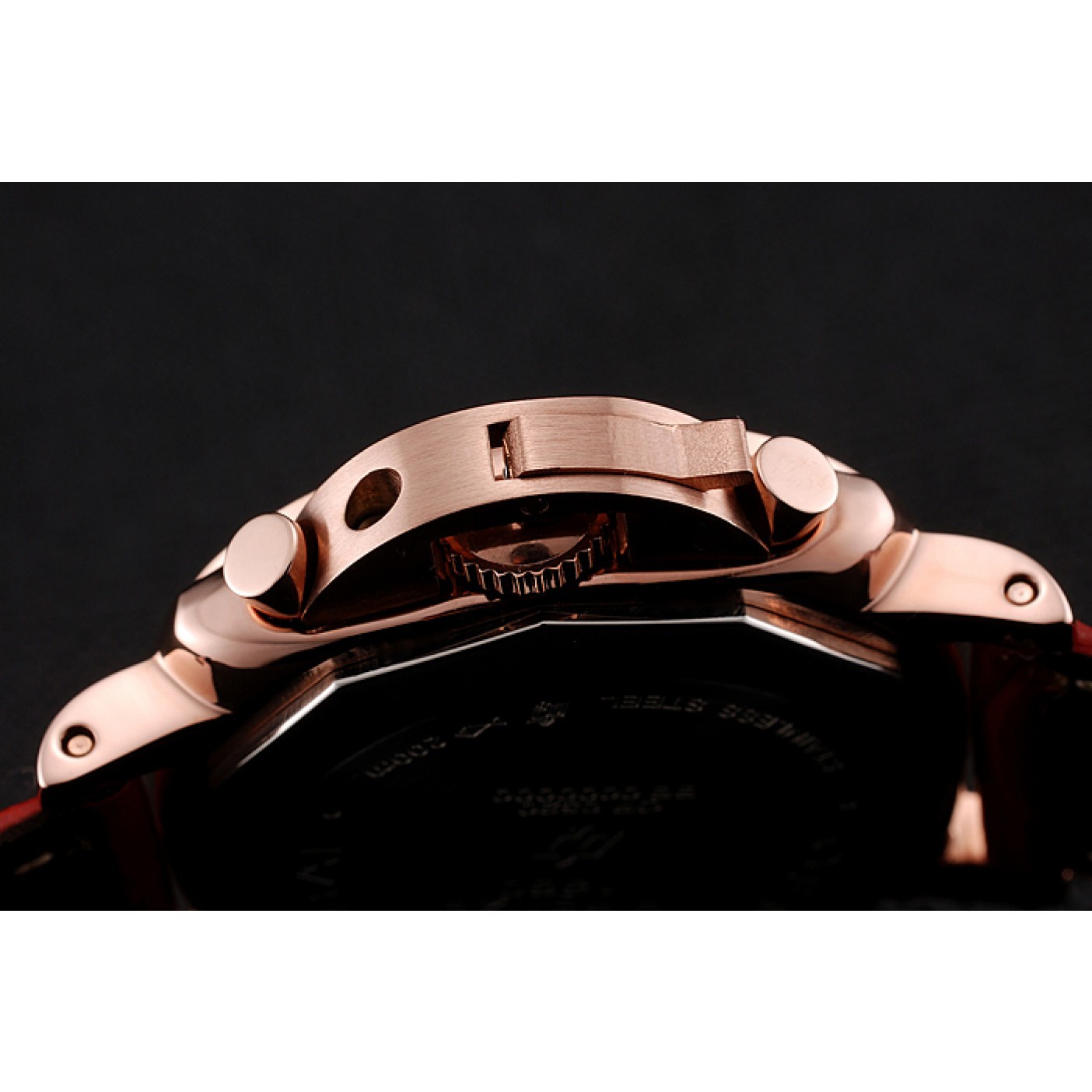 Panerai Radiomir 8 Days Chronograph Black Dial Diamond Bezel Rose Gold Case Red Leather Strap 1453797