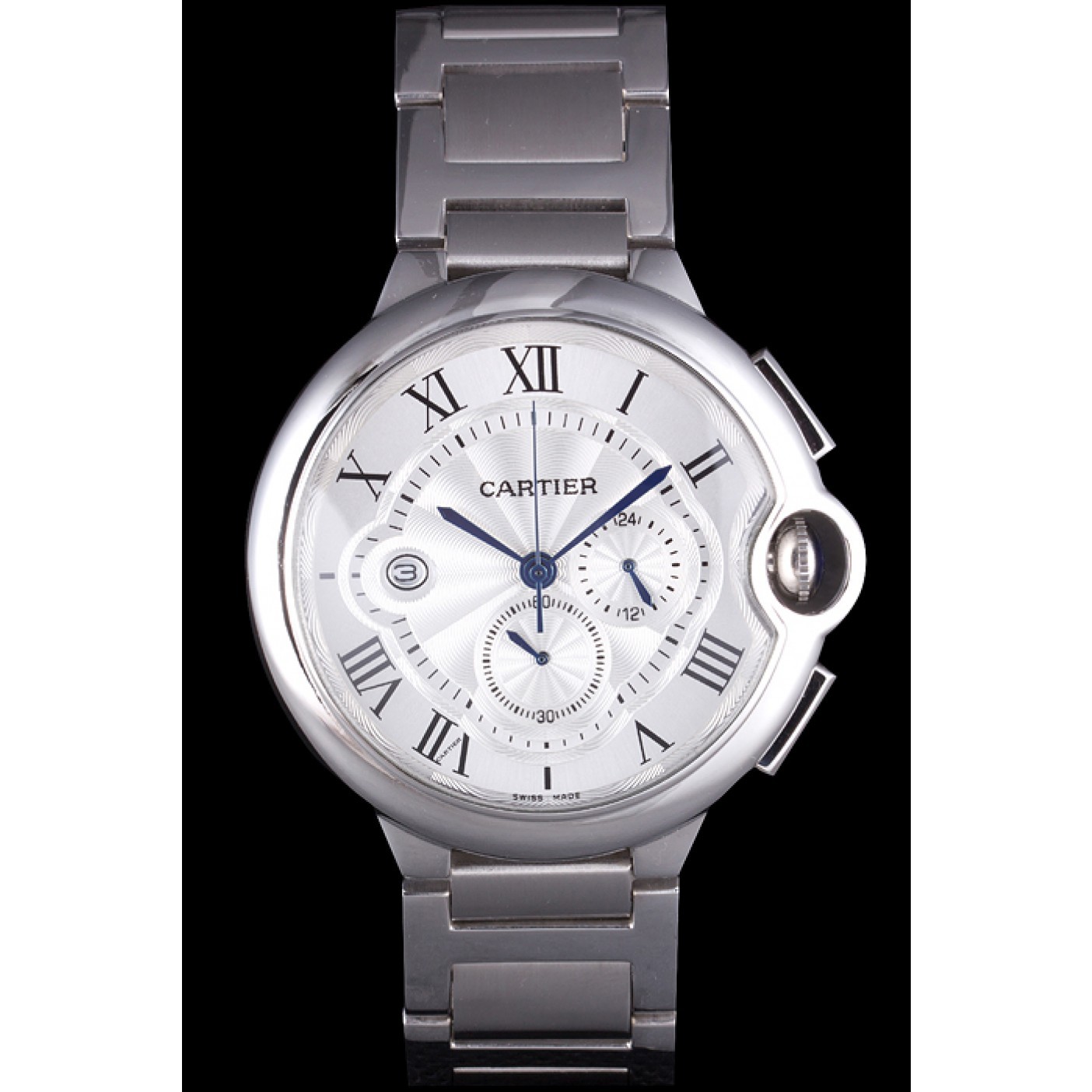 Cartier Ballon Bleu Chronograph White Dial Stainless Steel Case And Bracelet