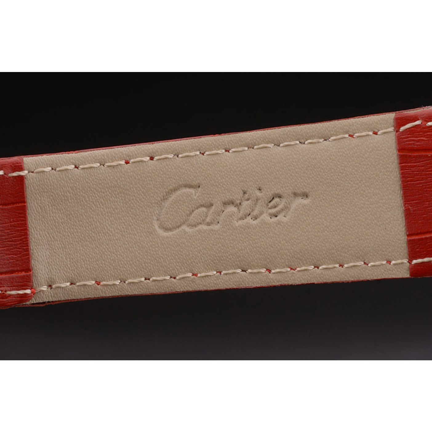 Cartier Tank Anglaise 30mm White Dial Gold Case Red Leather Bracelet