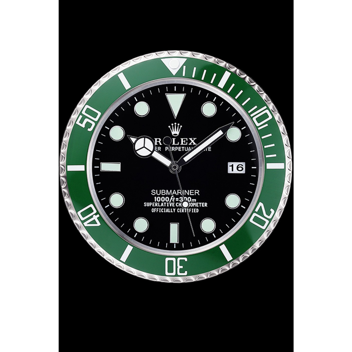 Rolex Submariner Wall Clock Silver-Green 621912